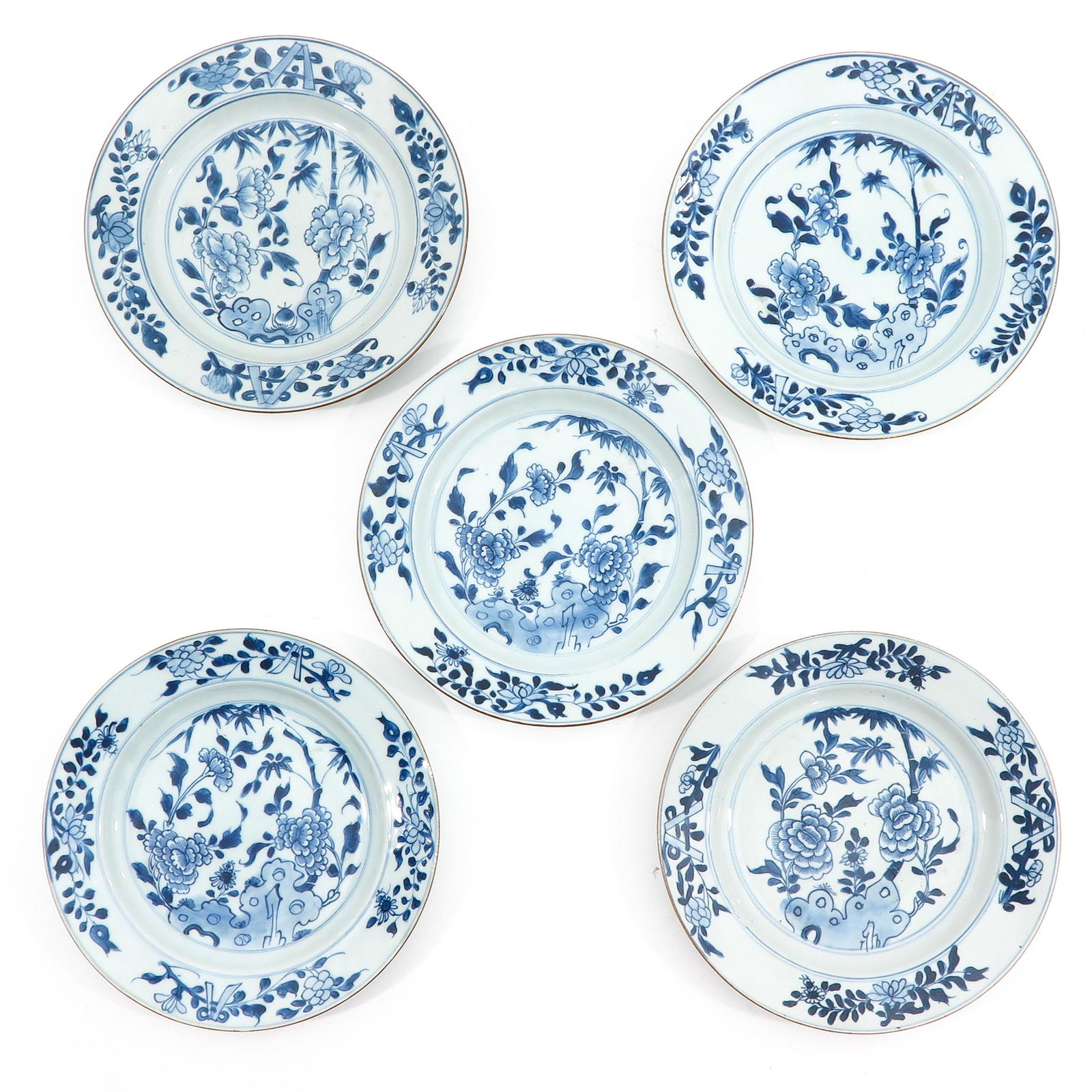 A Series of 5 Blue and White Plates (1 of 9)