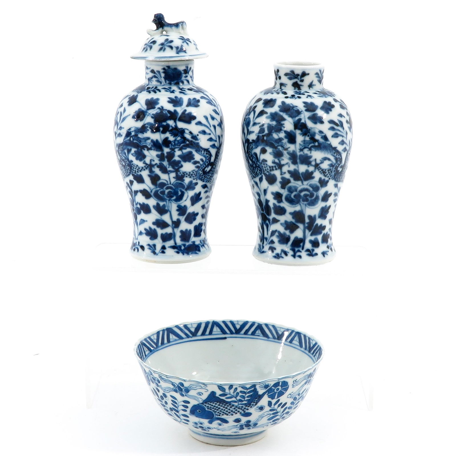 A Bowl and 2 Small Garniture Vases (1 of 10)