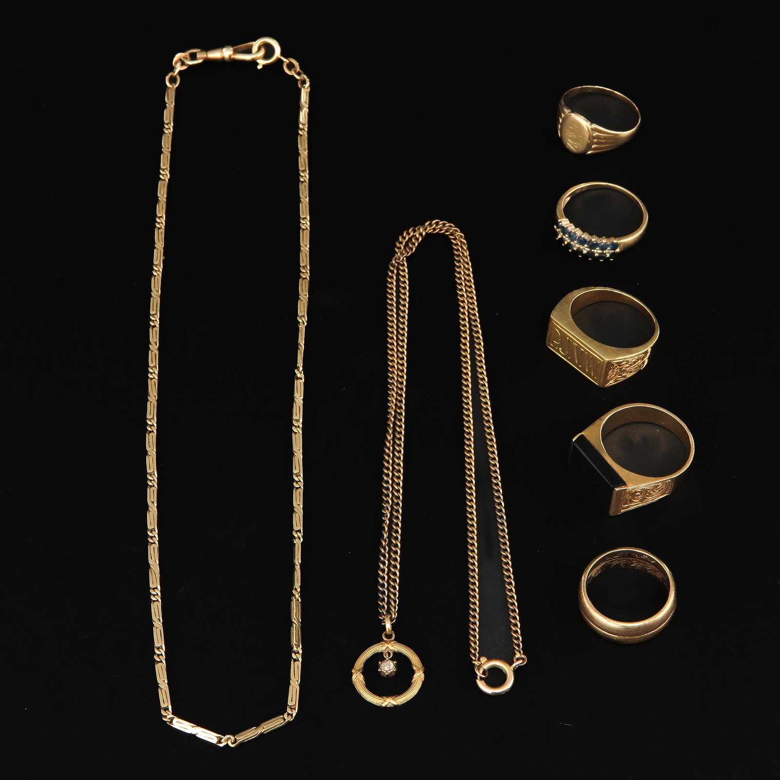 A Collection of Jewelry: Including 14KG and 18KG, also including set with diamonds and emerald.