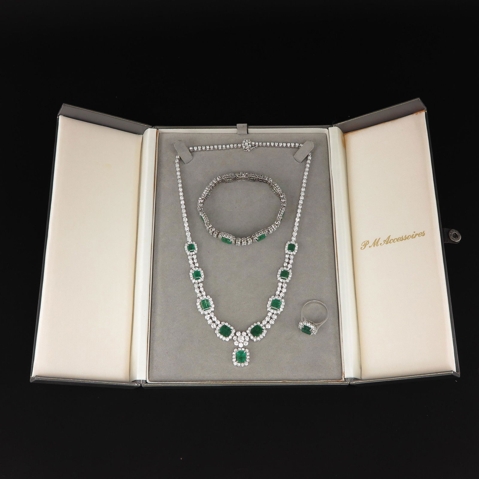 An Emerald and Diamond Demi Parure Set (1 of 5)