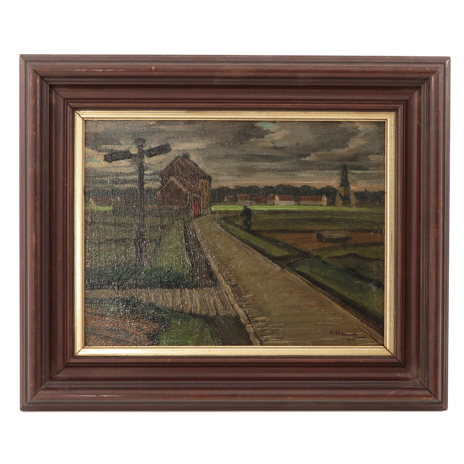 An Oil on Board Painting Signed A. Servaes: Depicting landscape, 36 x 28 cm.