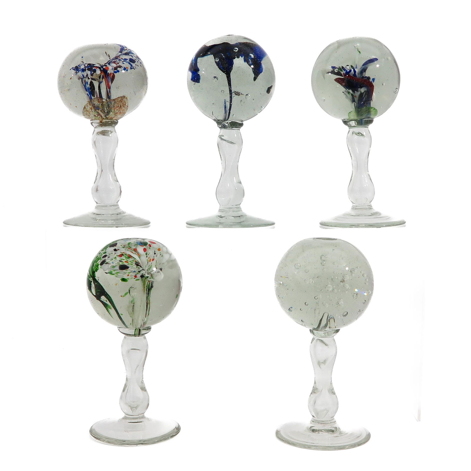A Collection of Five Hand Blown Glass Hat Stands (1 of 10)