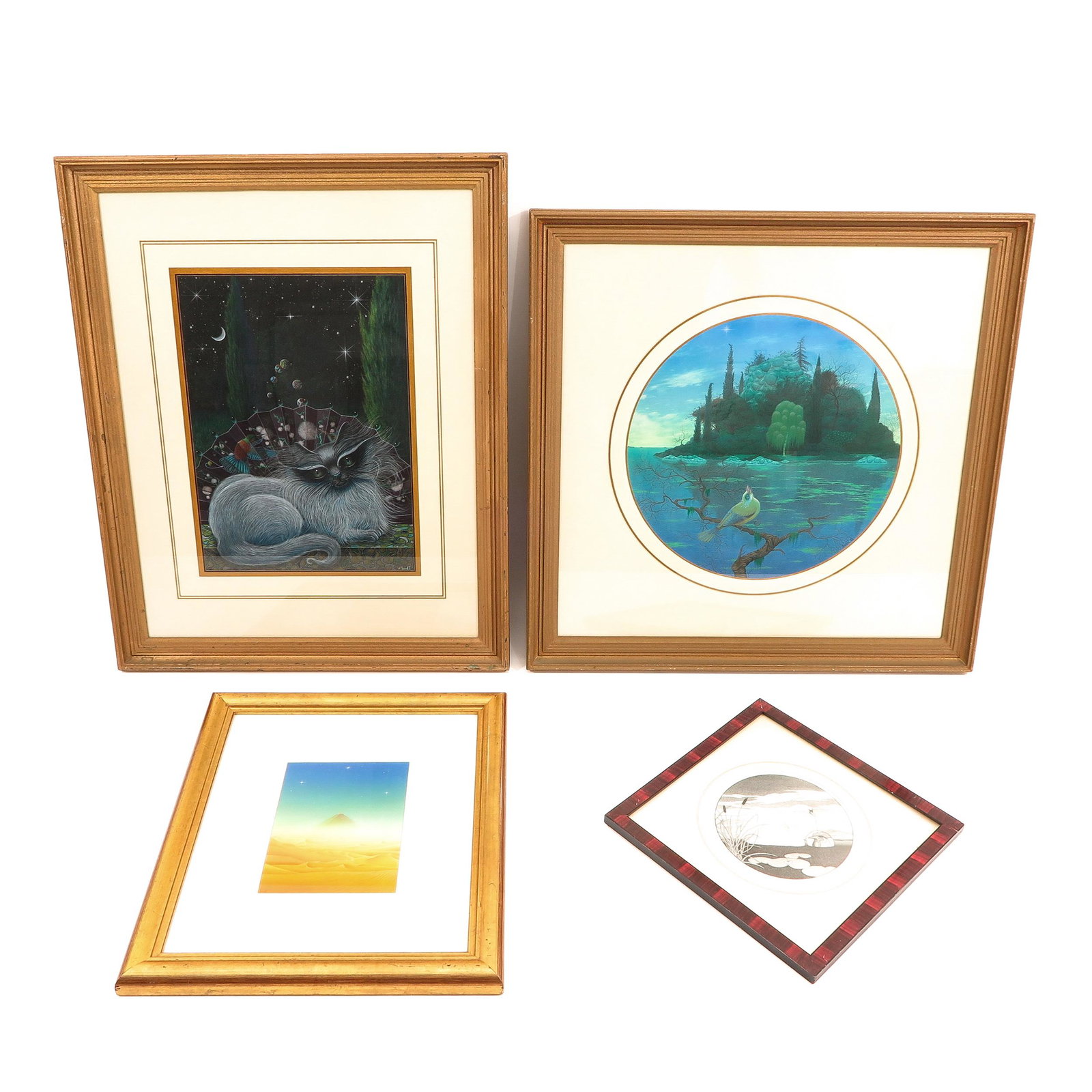 A Collection of Artwork: 4 pieces, signed Bodi Rongen, largest is 31 x 43 cm.