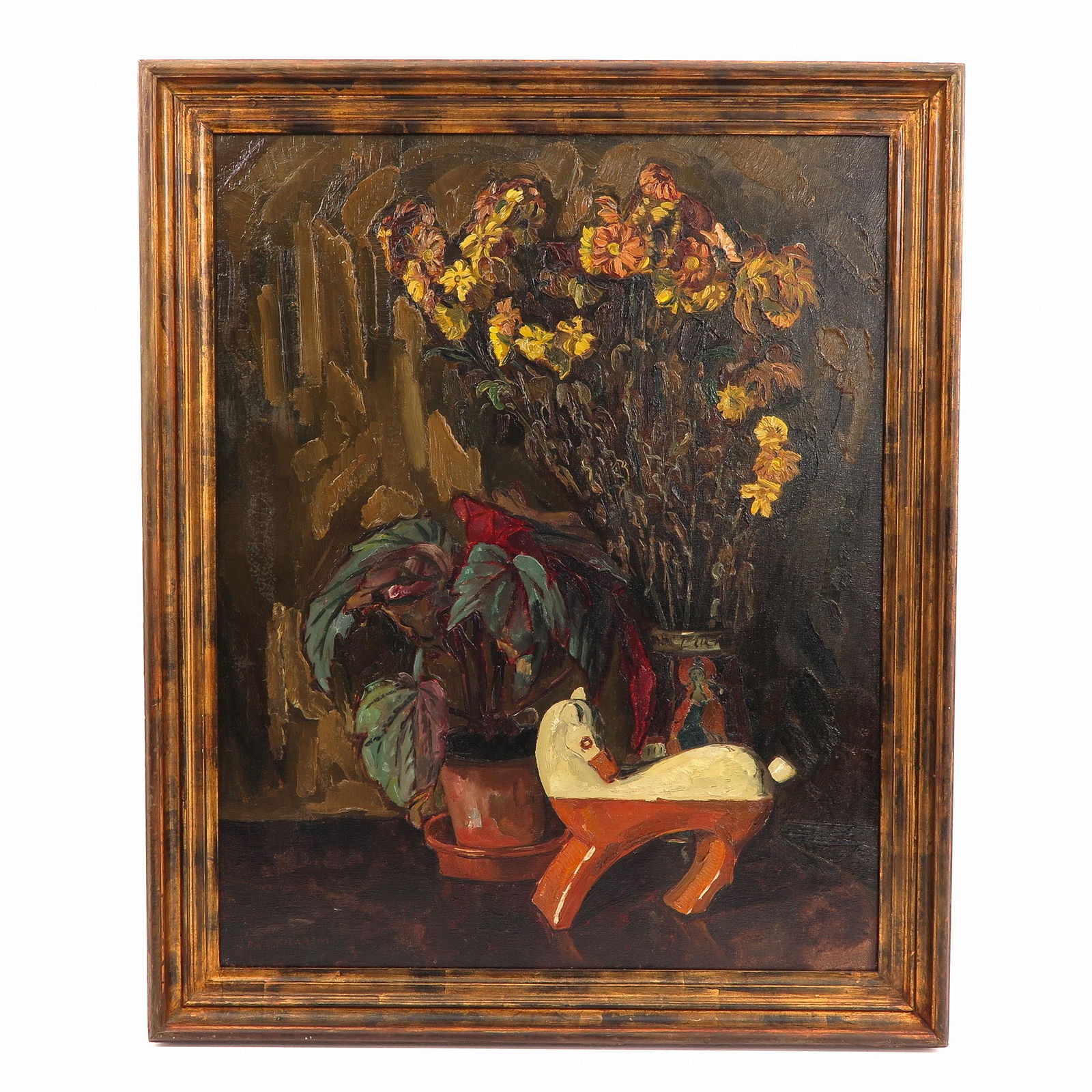 An Oil on Canvas Signed Dirk Filarski: (1885-1964), depicting still life, 81 x 101 cm.