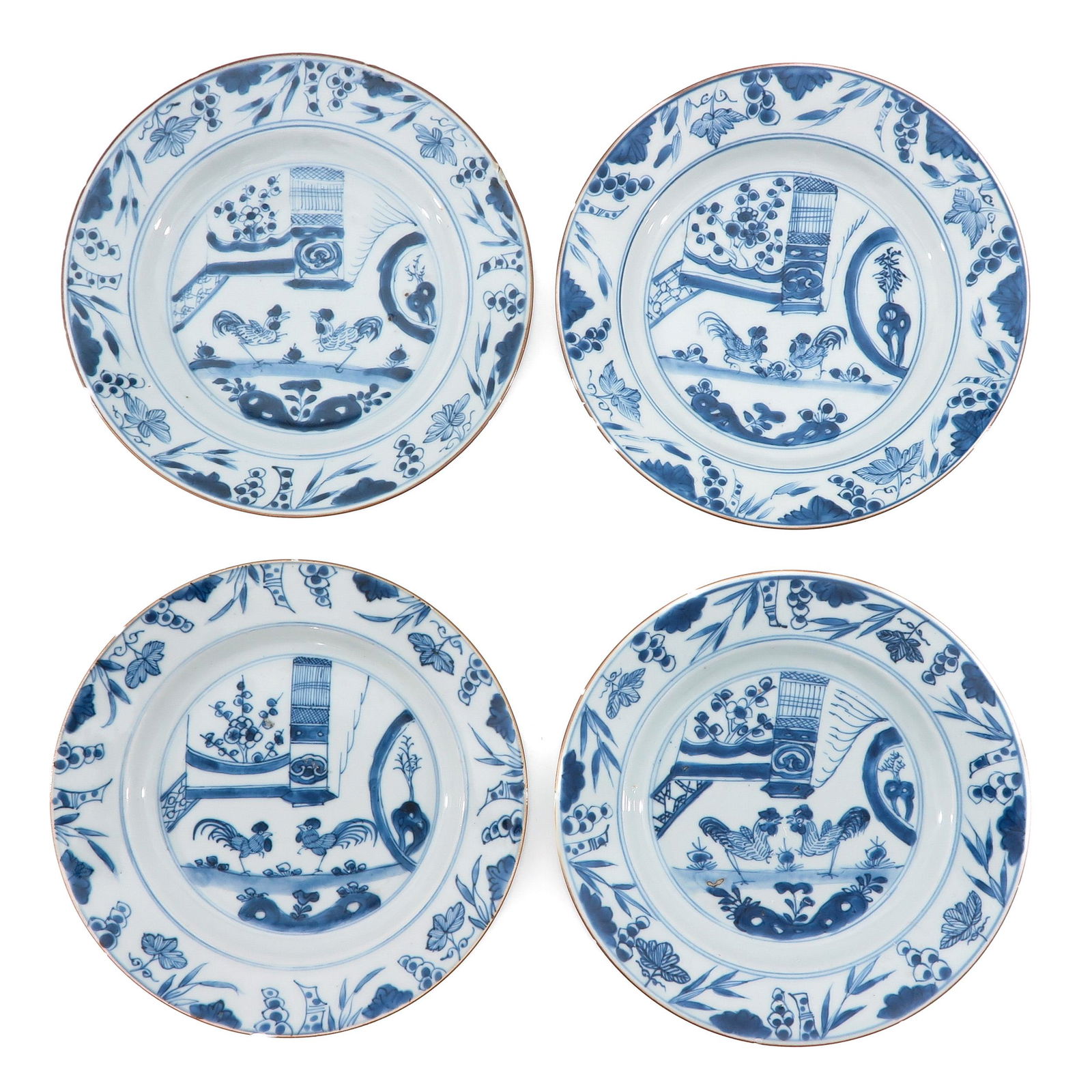 A Series of 4 Blue and White Plates (1 of 9)
