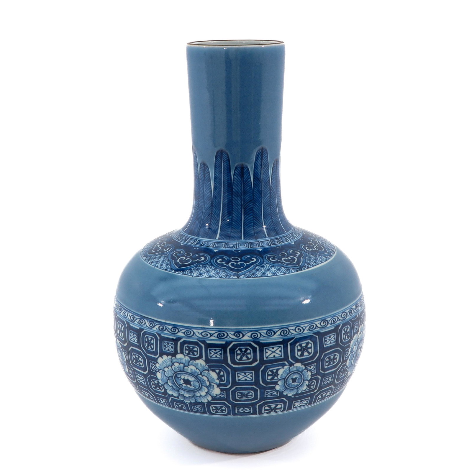 A Blue and White Vase: Qianlong mark, 40 cm. tall.