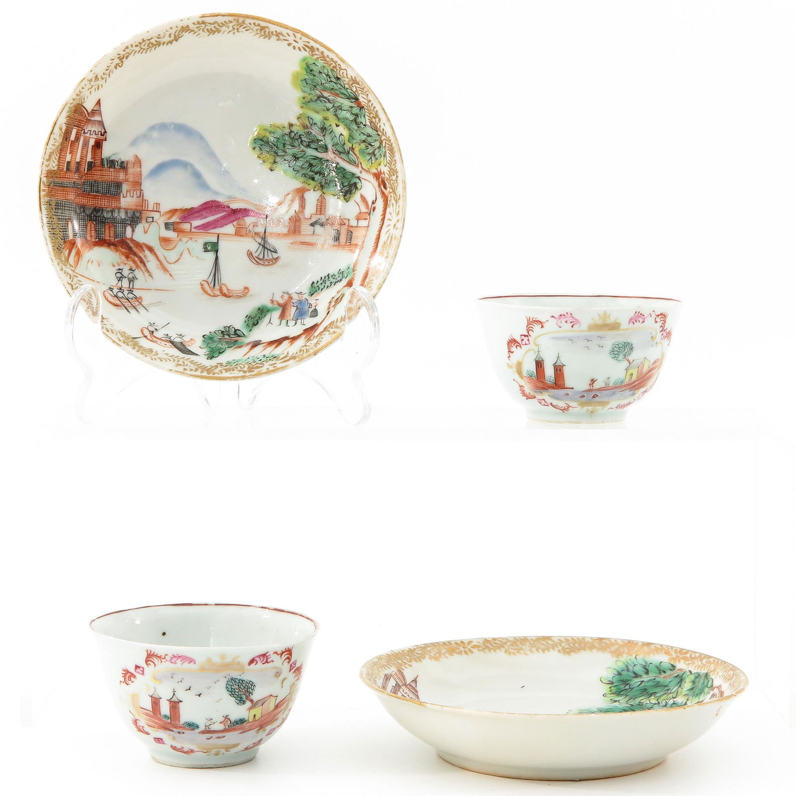 A Pair of Famille Rose Cups and Saucers (1 of 9)