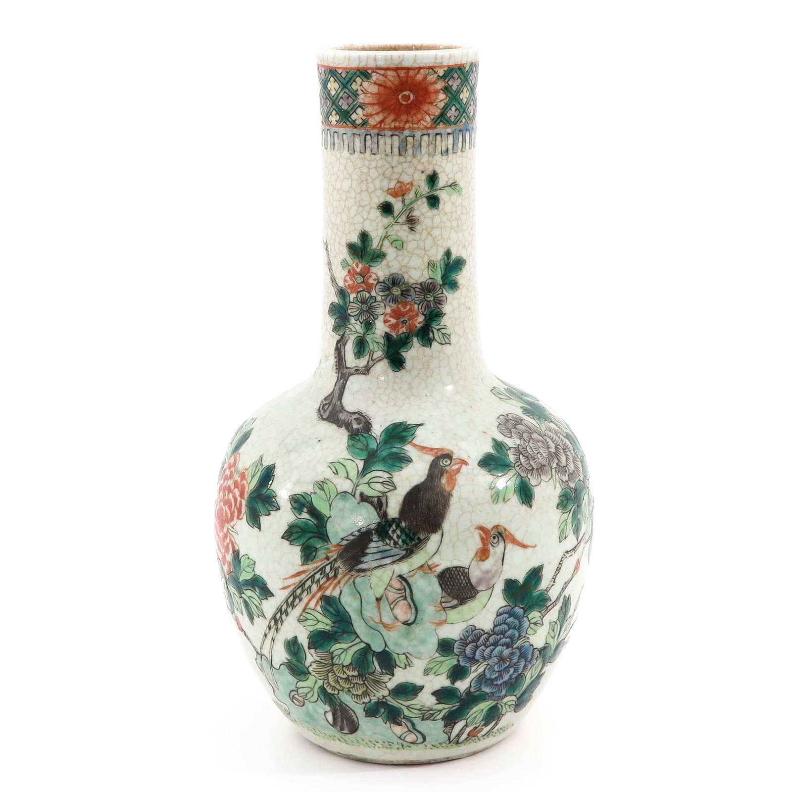 A Nanking Bottle Vase: Decorated with flowers and birds, 32 cm. tall.