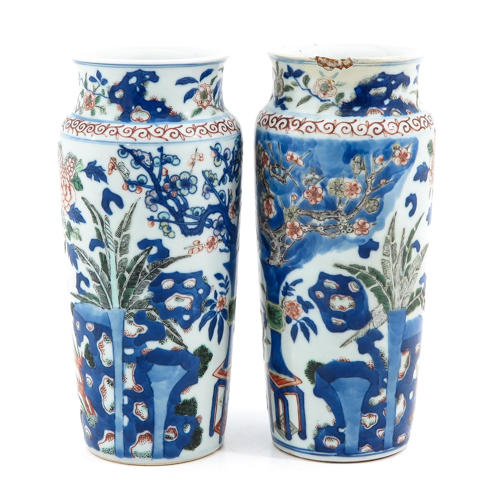 A Pair of Wucai Decor Sleeve Vases (1 of 9)