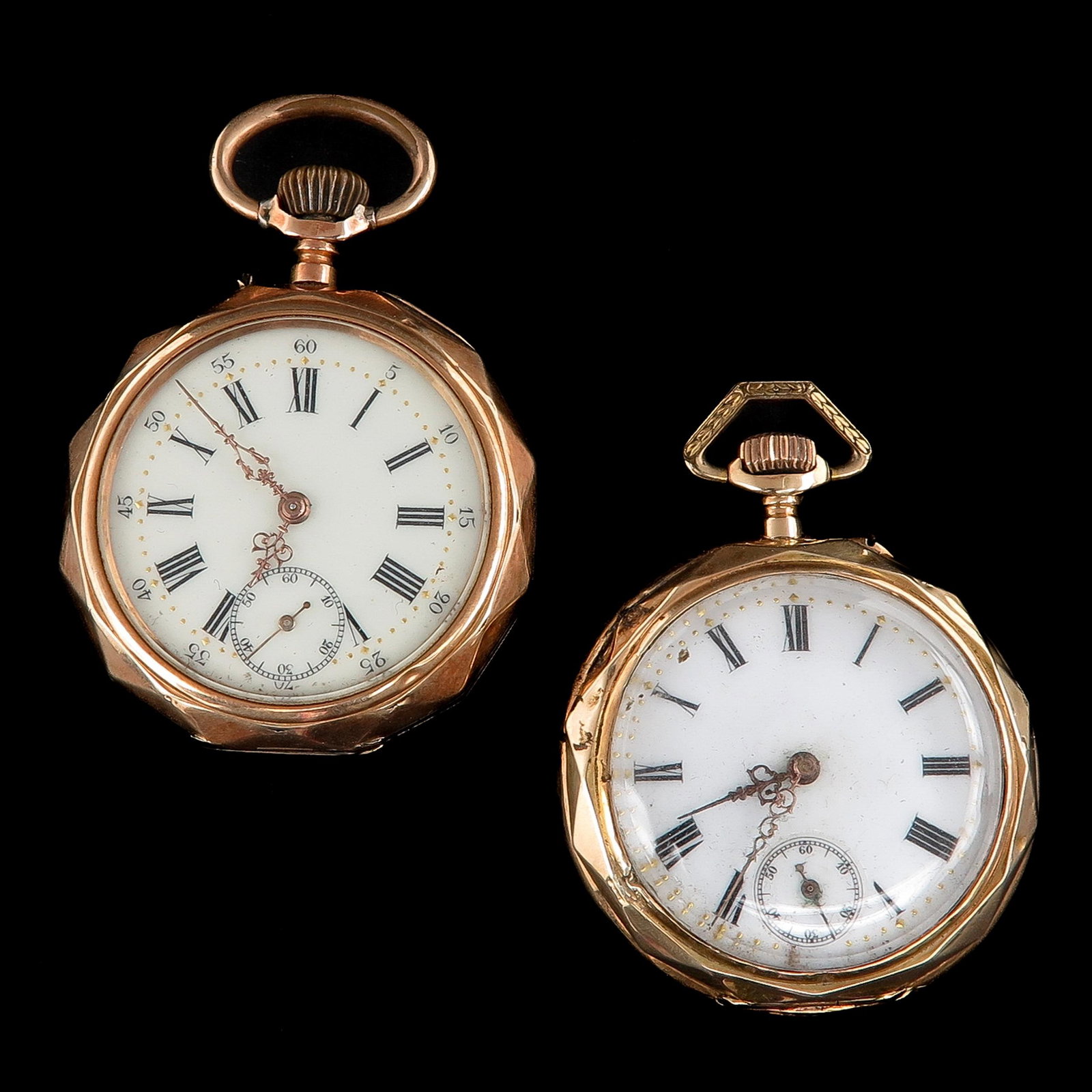 A Lot of 2 Pocket Watches: Both 14KG case, 45 mm. in diameter.