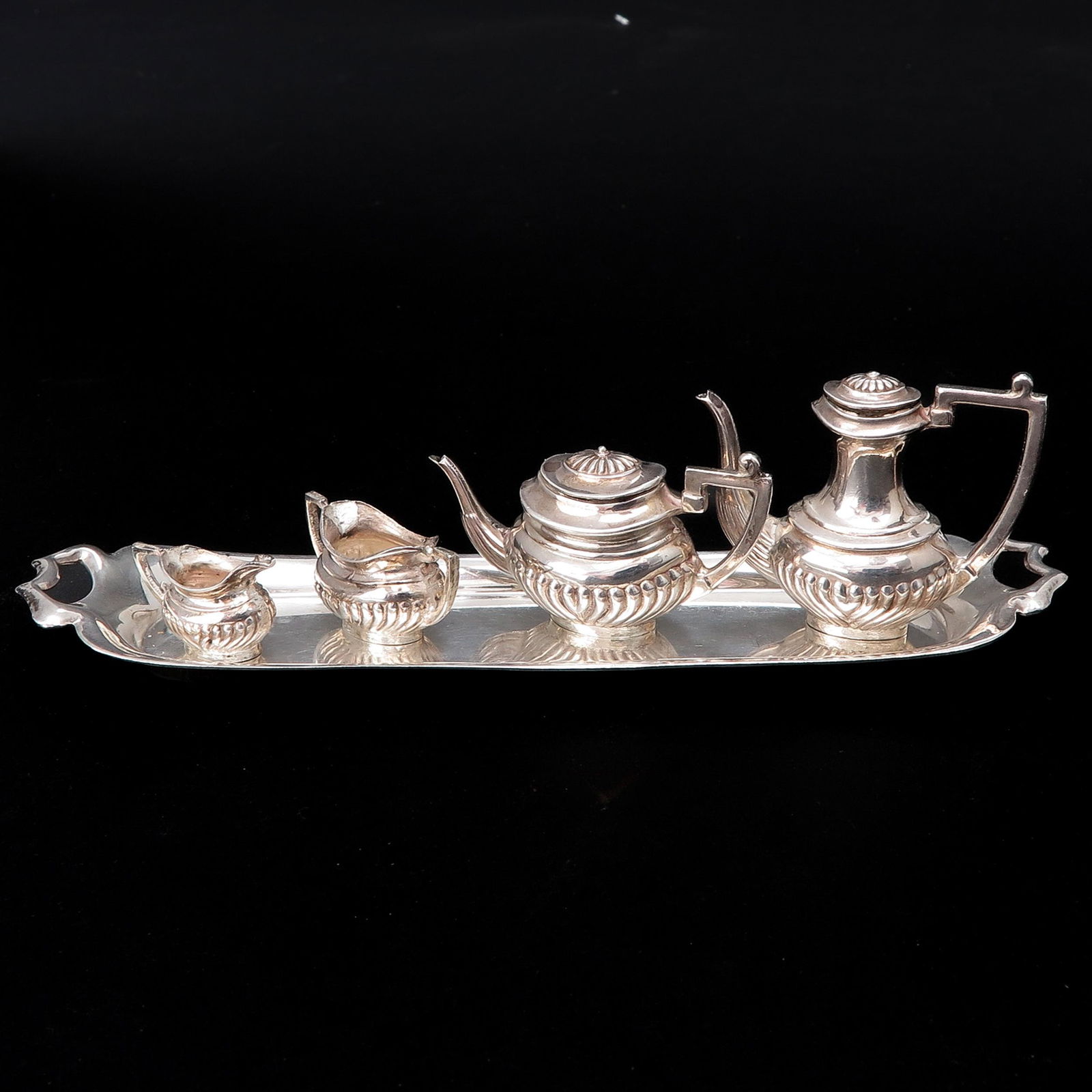 A Miniature English Silver Coffee and Tea Service (1 of 8)