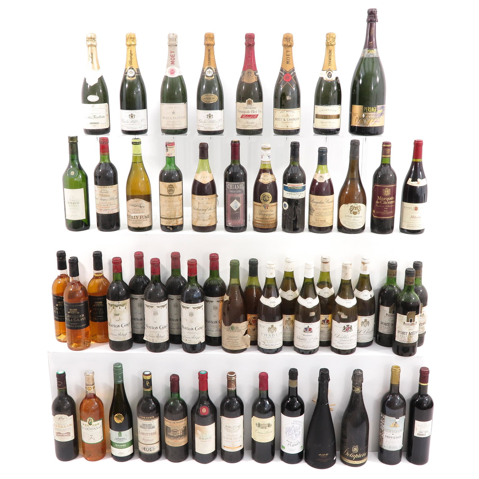 A Collection of 53 WInes: Including Chevalier de la Grave, Bordeaux Moelleux 2004.