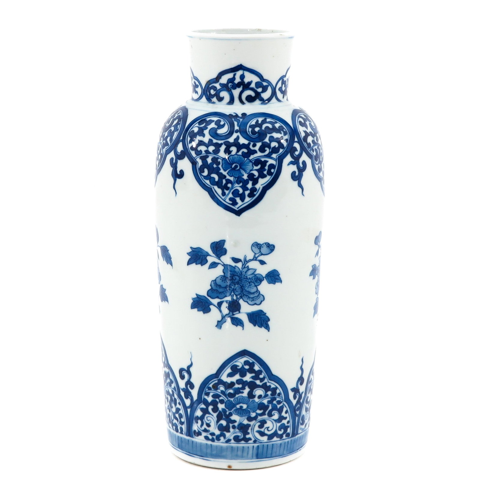 A Blue and White Vase: Floral decor, 36 cm. tall.