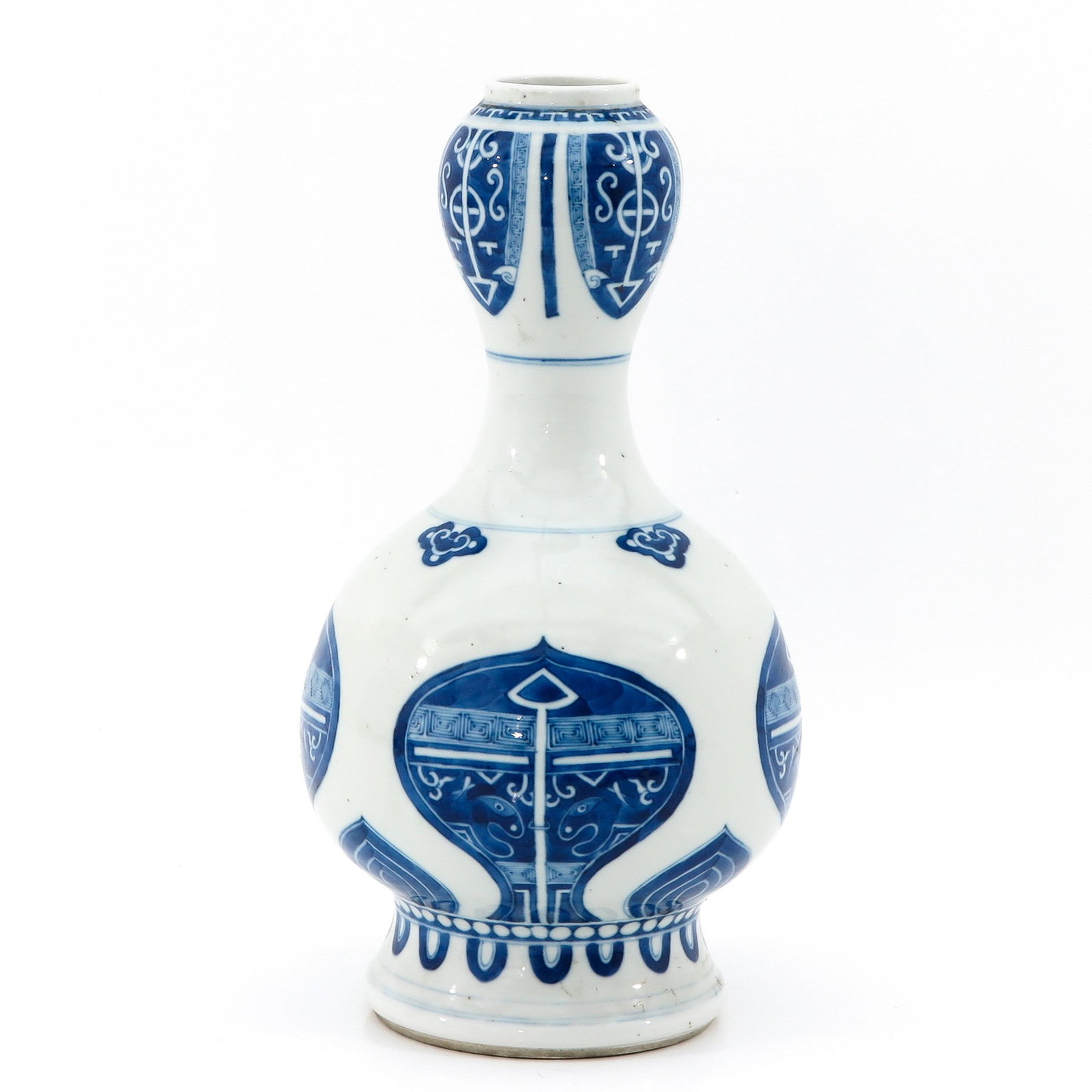 A Blue and White Garlic Mouth Vase: Kangxi mark, 37 cm. tall.