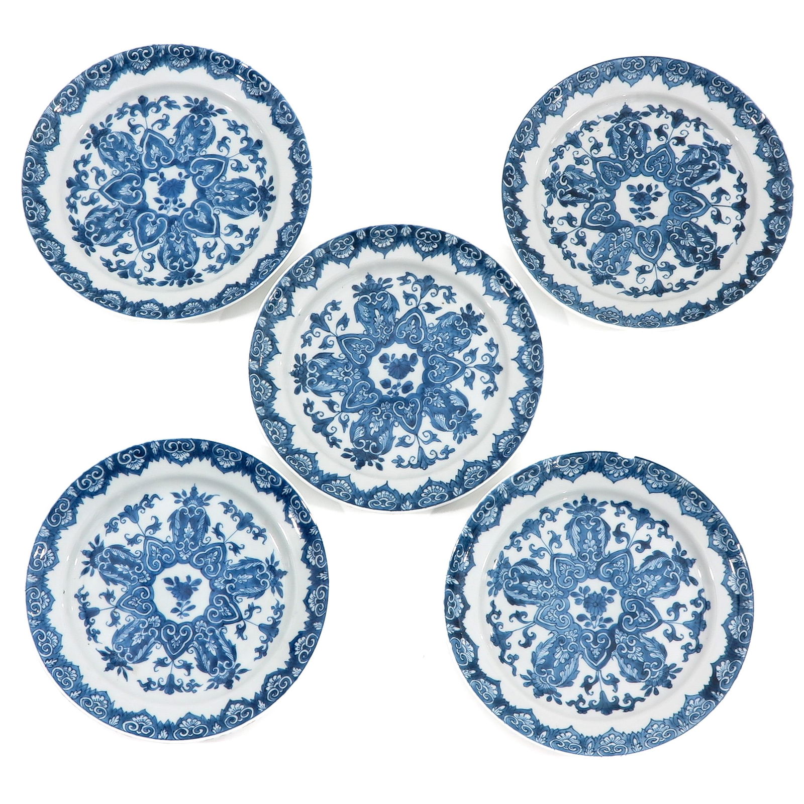 A Series of 5 Blue and White Plates (1 of 10)