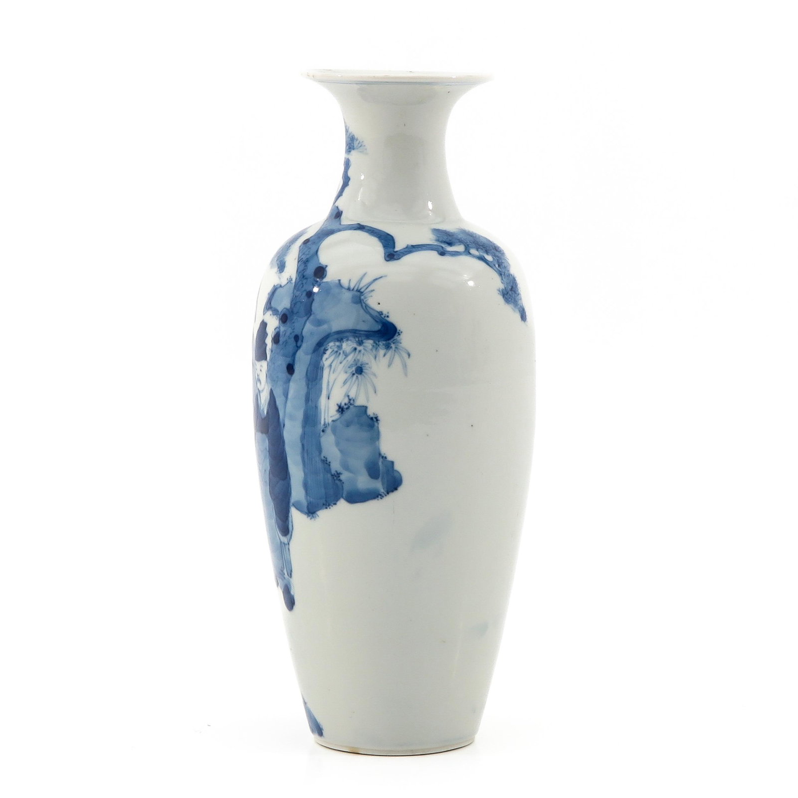A Blue and White Vase: Depicting Chinese figures in garden, Kangxi mark, 25 cm. tall.