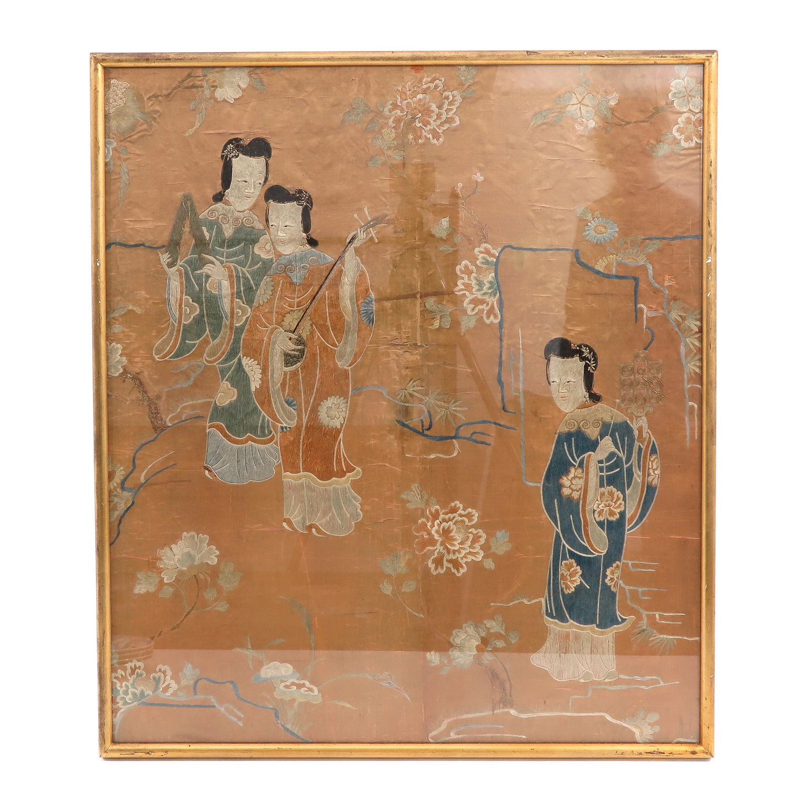 A Framed Chinese Silk Embroidered Textile (1 of 6)