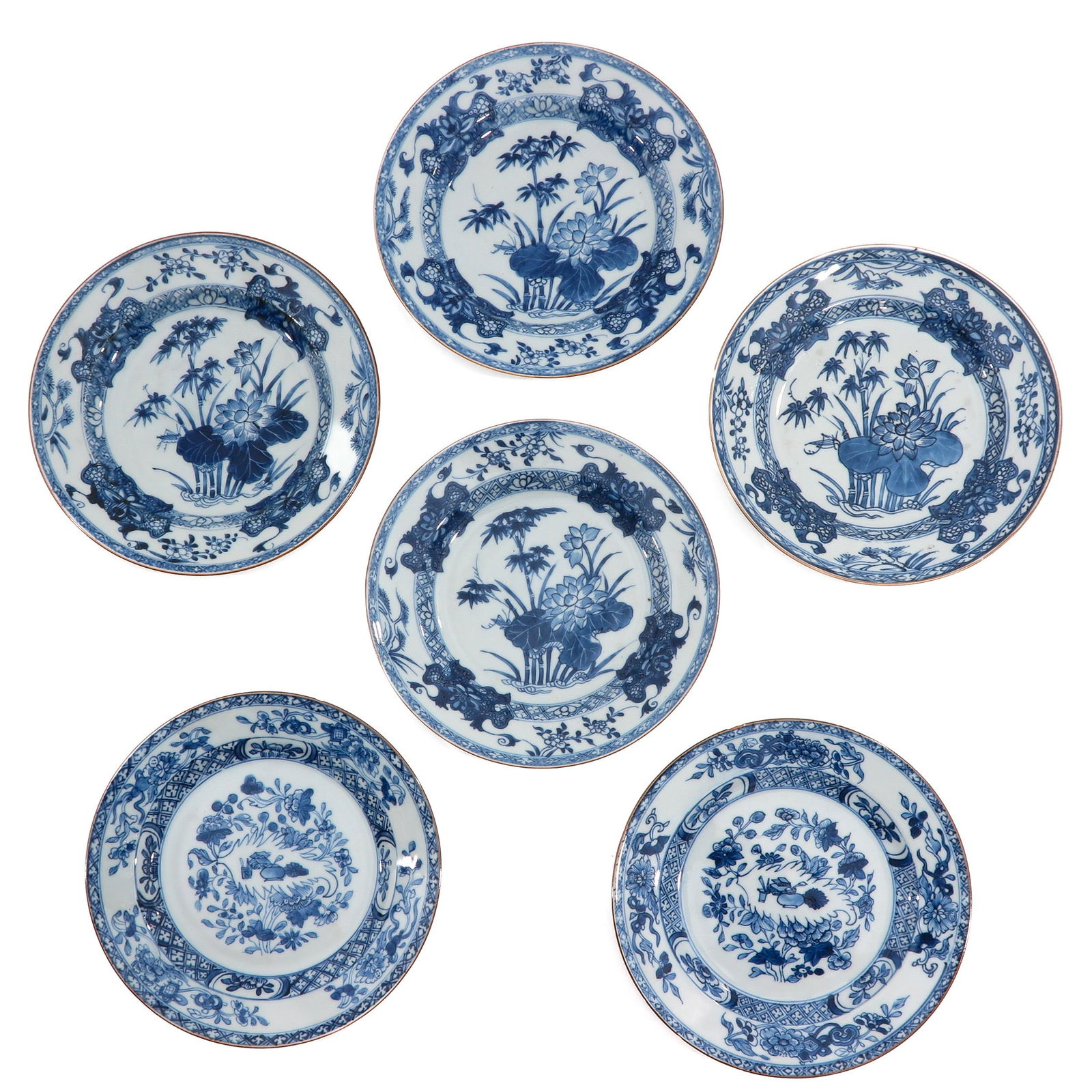 A Lot of 6 Blue and White Plates (1 of 10)