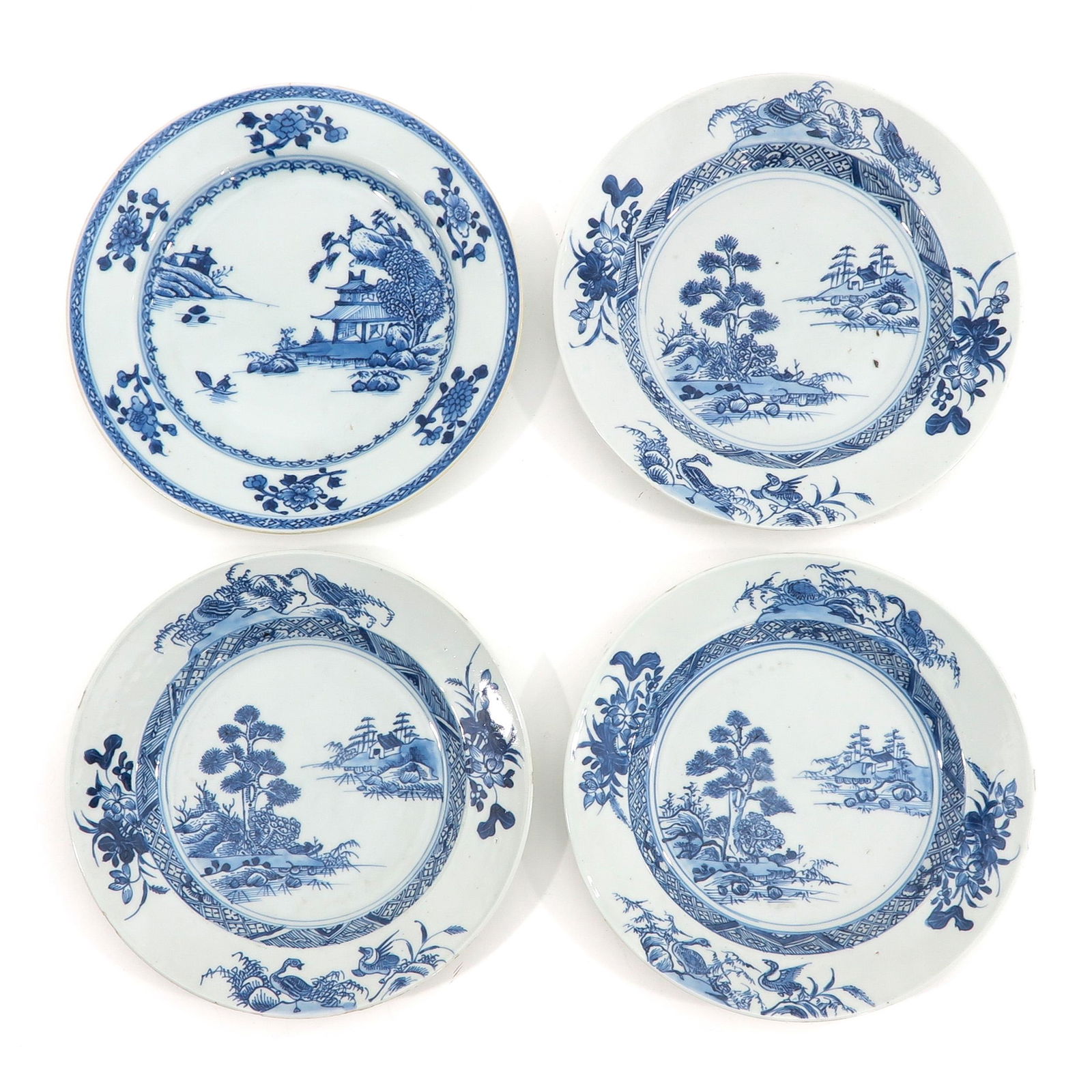 A Collection of 4 Blue and White Plates (1 of 10)