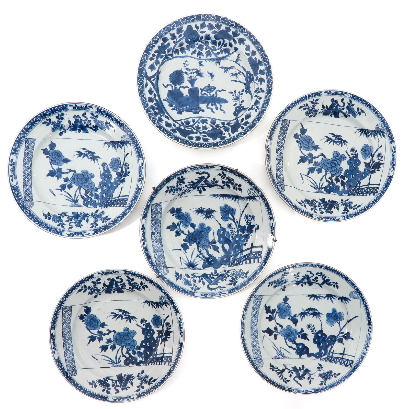 A Collection of 6 Blue and White Plates (1 of 10)