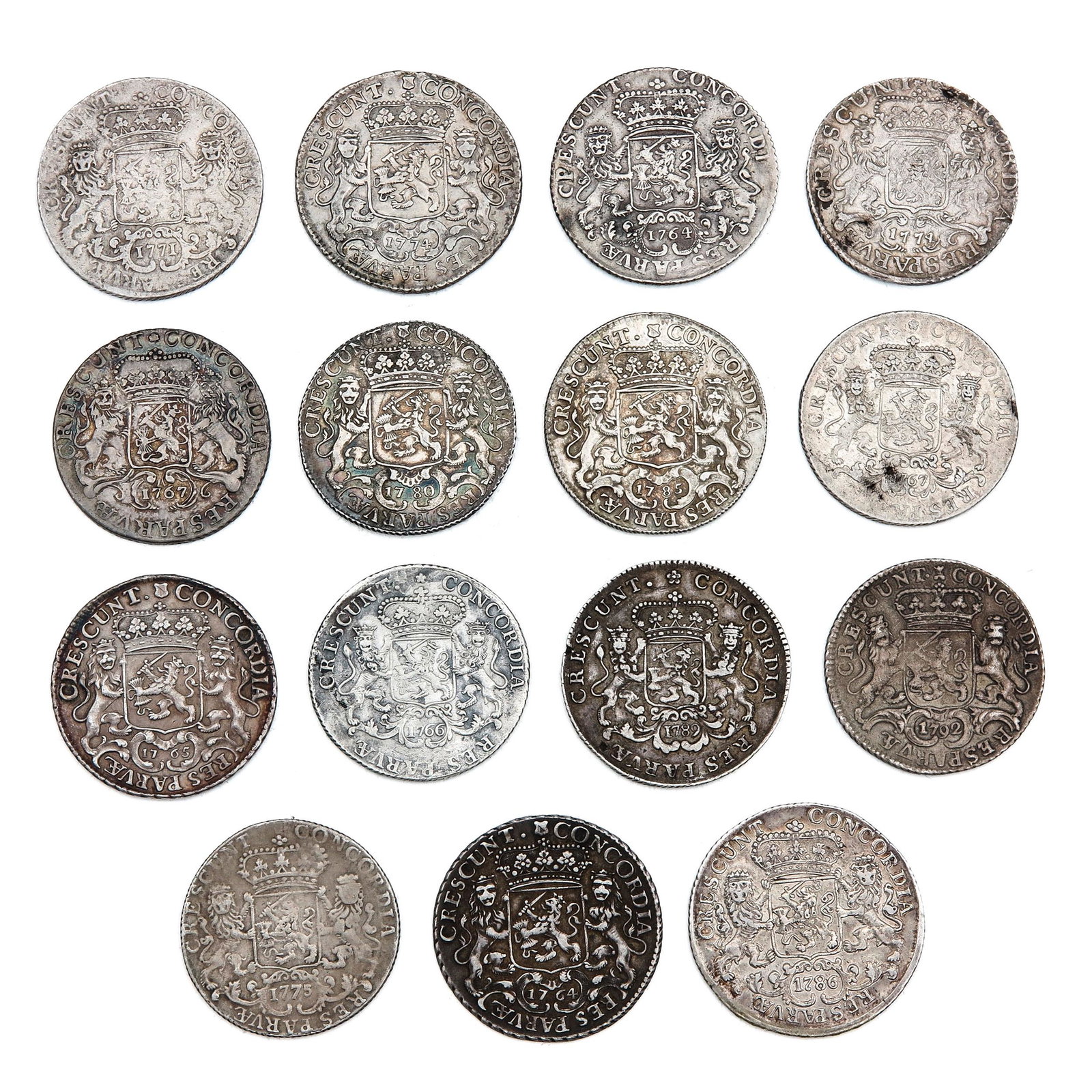 A Collection of 15 Coins: Including 1/2 Rijder West Friesland, 1771.