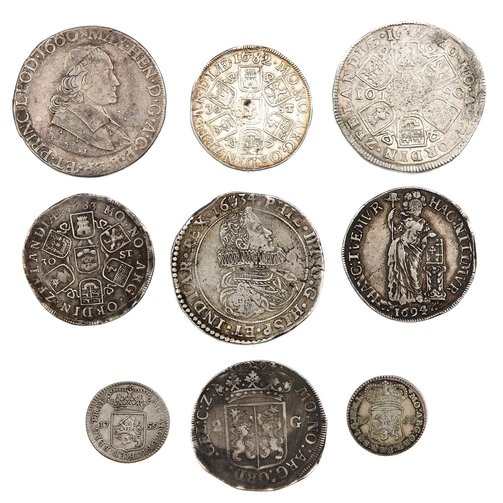 A Collection of 9 Silver Coins (1 of 10)