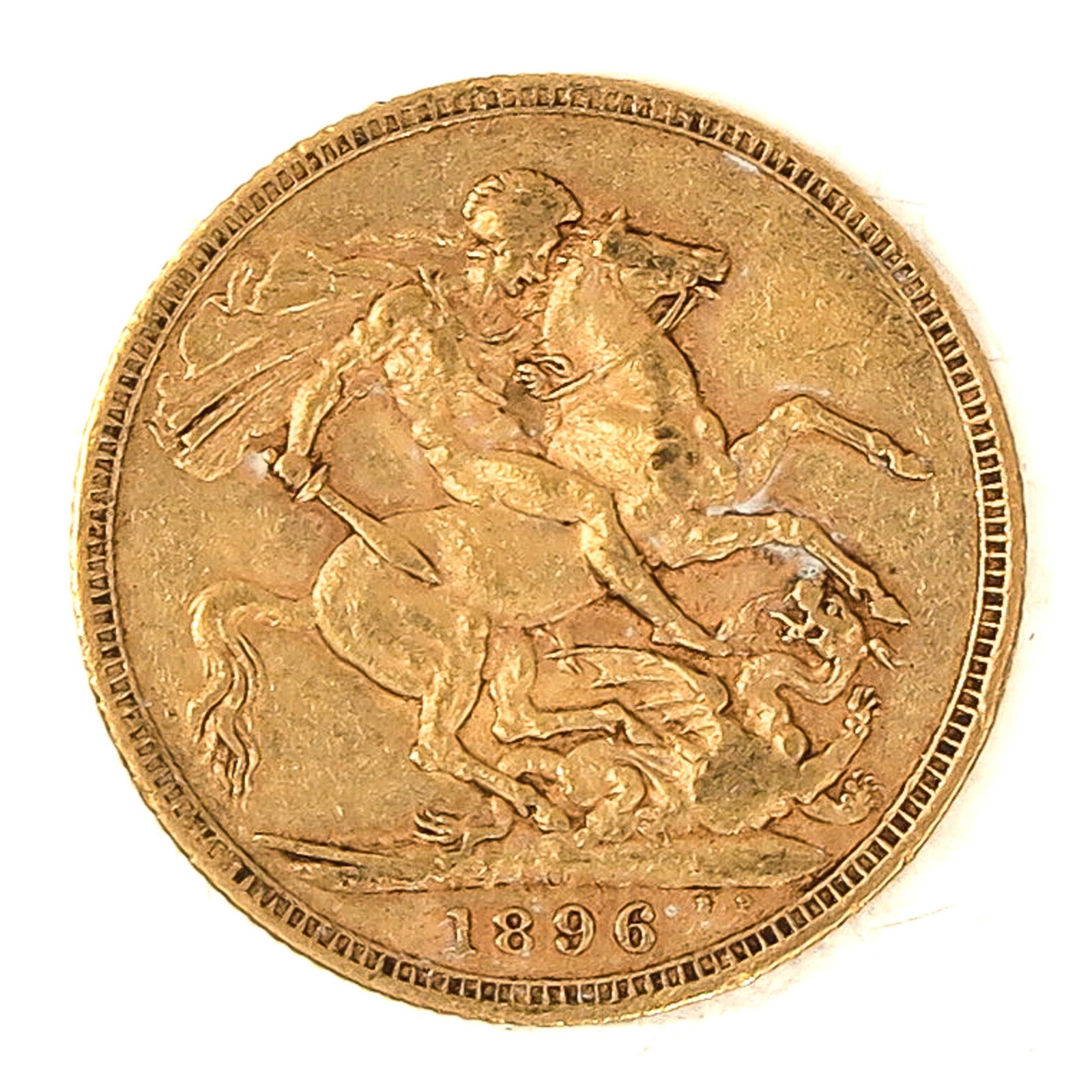 A Gold Coin: Sovereign, England, 1896, 91.7% Gold, 8 grams.