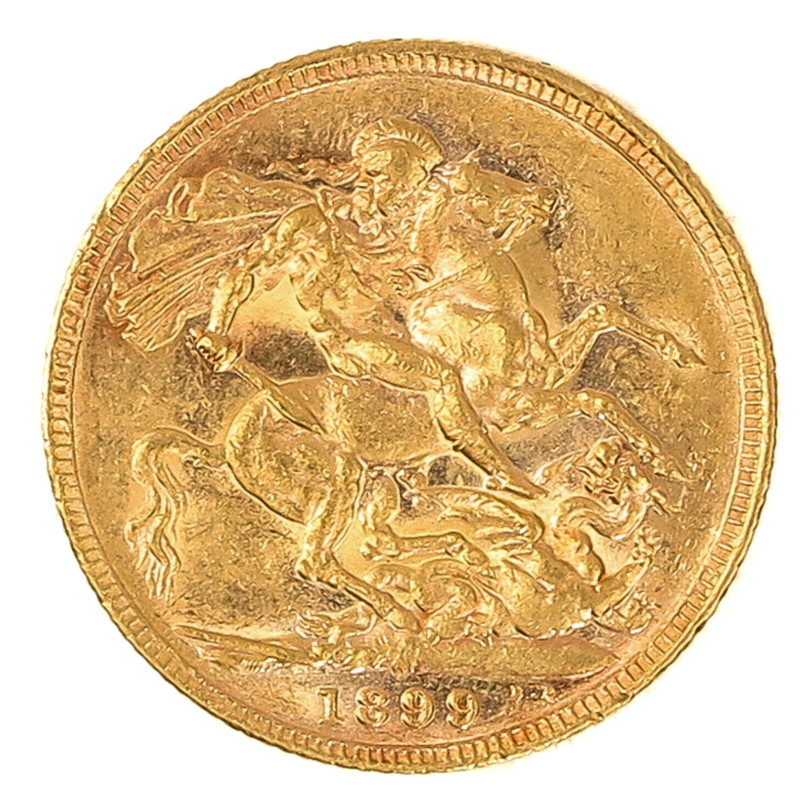A Gold Coin: Sovereign, England, 1899, 91.7% Gold, 8 grams.