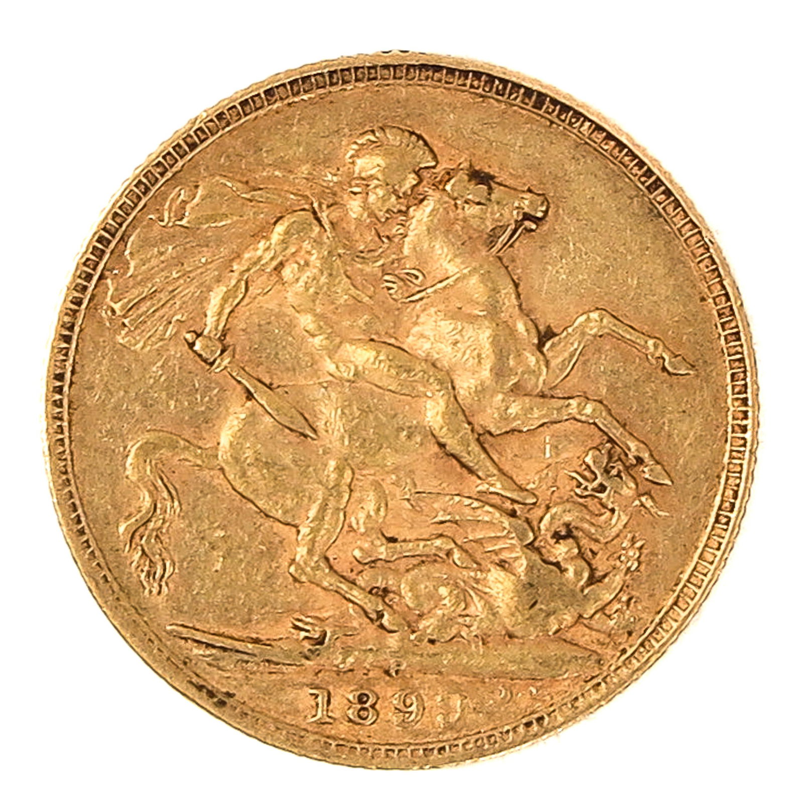 A Gold Coin: England, 1899, 91.7% Gold, 8 grams.