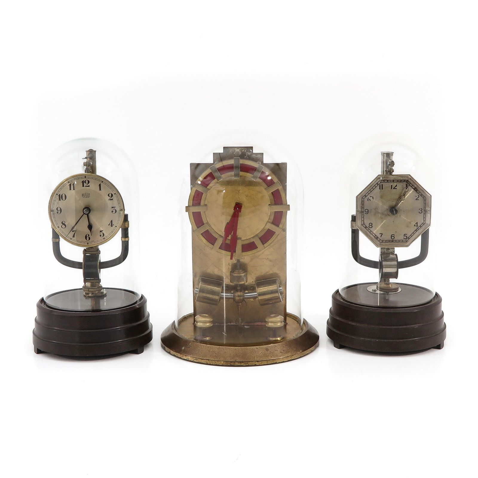 A Collection of 3 Electric Clocks under Glass Domes (1 of 8)