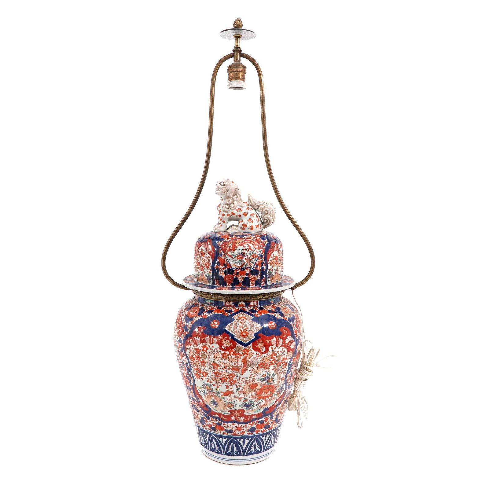 An Imari Lamp: Converted from Imari vase with cover, total height is 87 cm. tall.