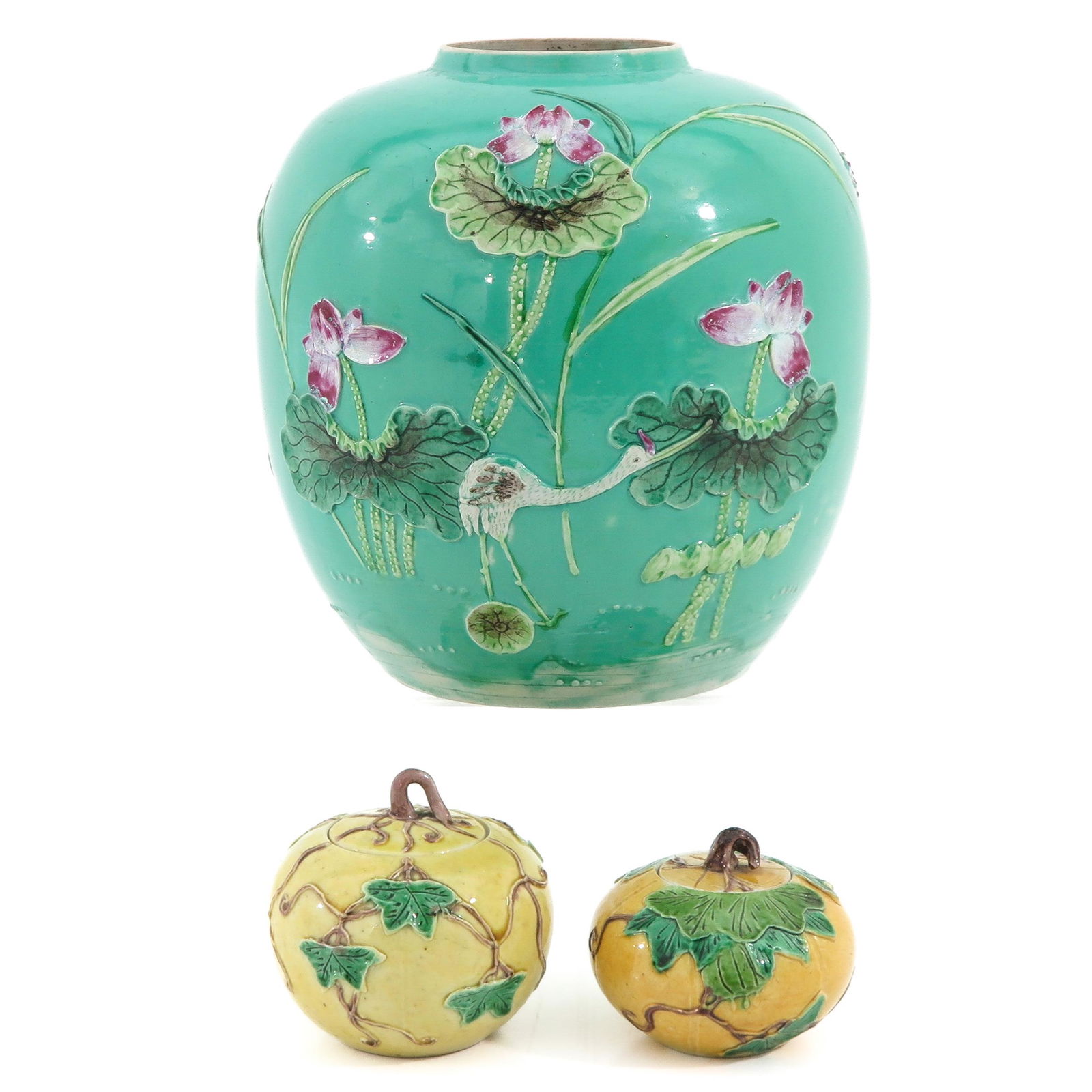 A Ginger Jar and 2 Small Jars with Covers (1 of 10)