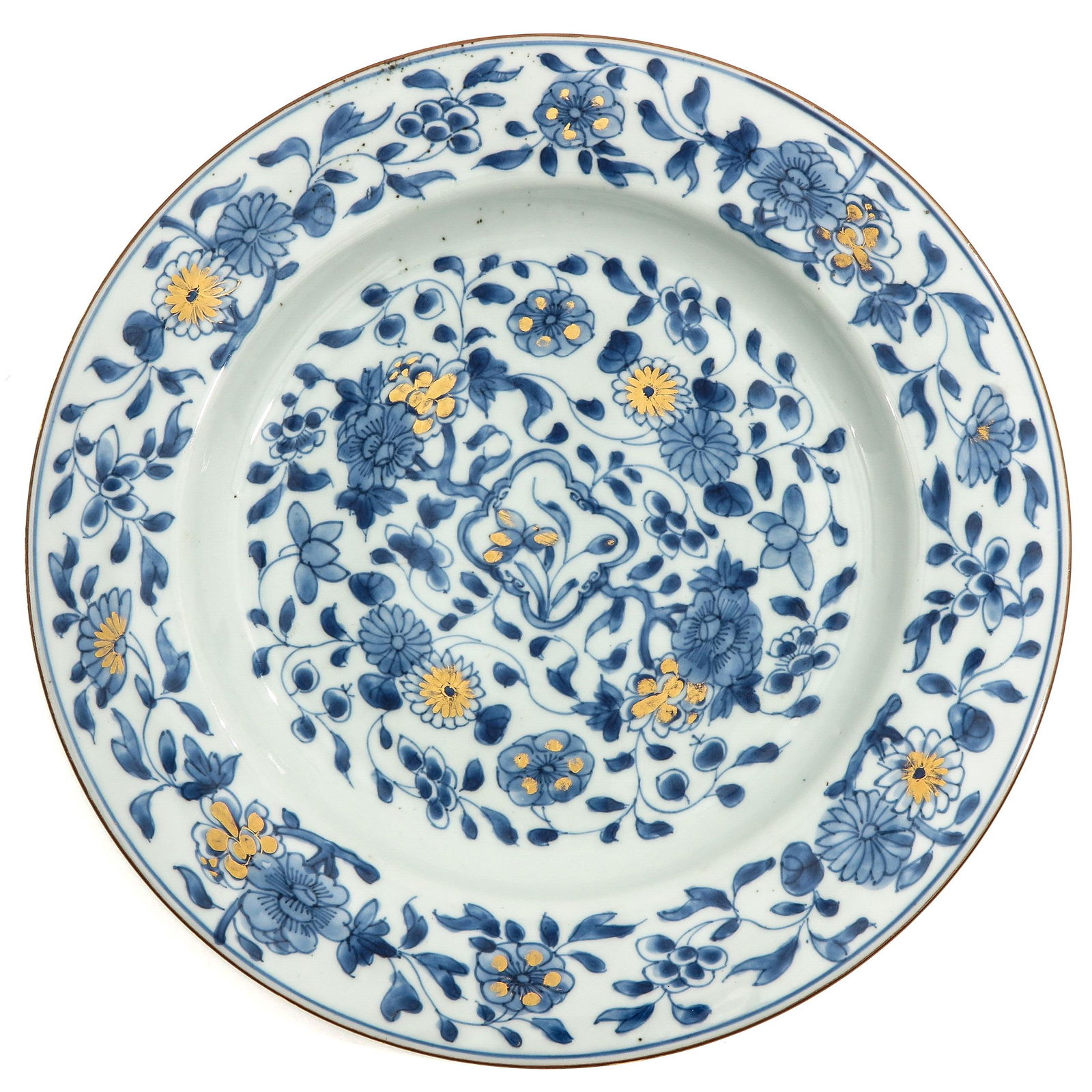 A Blue and Gilt Floral Decor Plates (1 of 5)
