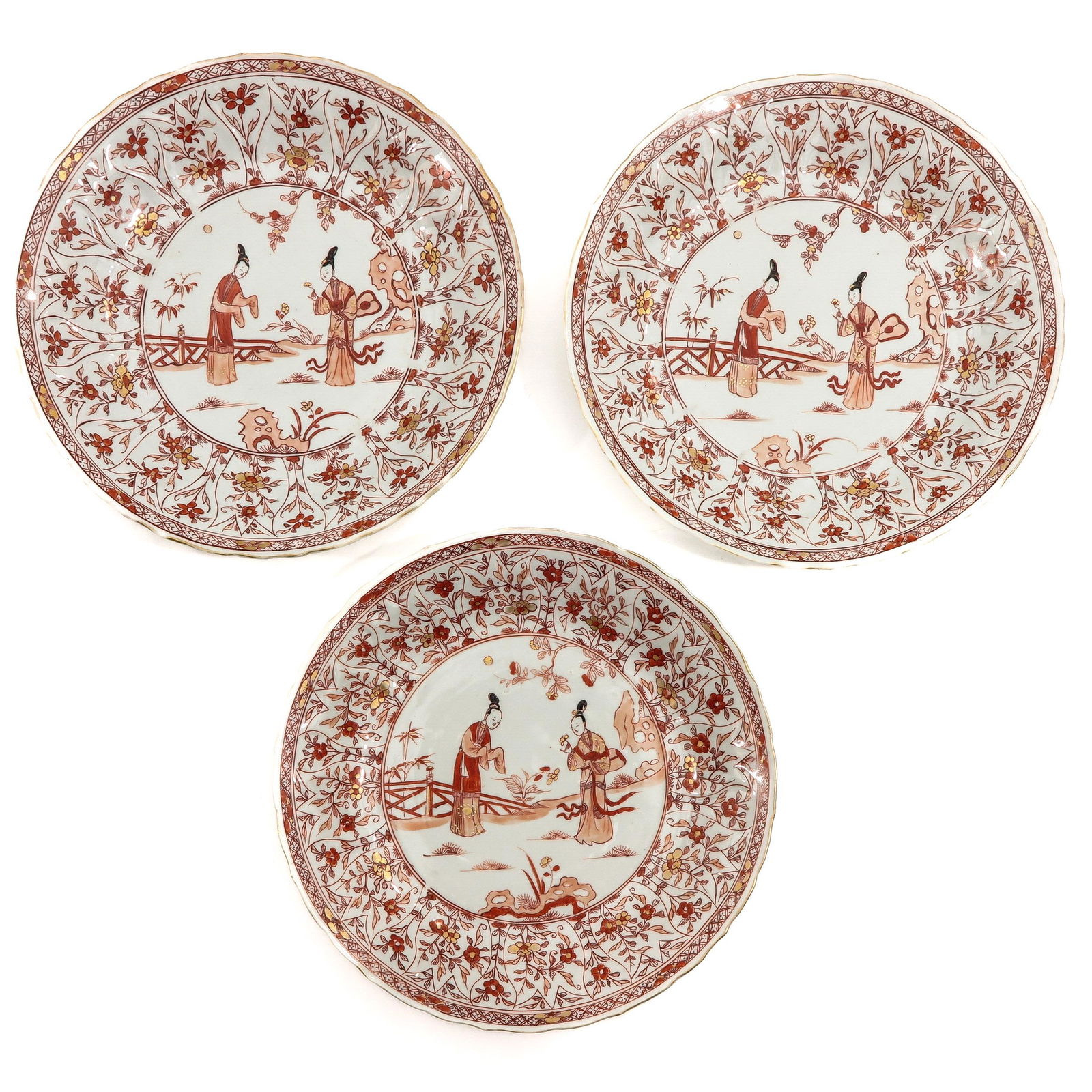 A Series of 3 Iron Red and Gilt Decorates Plates (1 of 10)