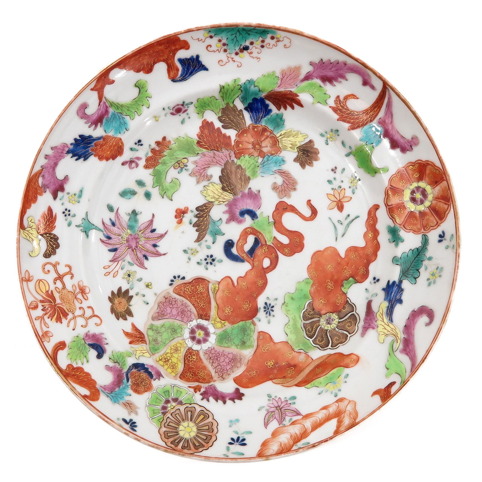 A Famille Rose Tobacco Leaf Dish (1 of 5)