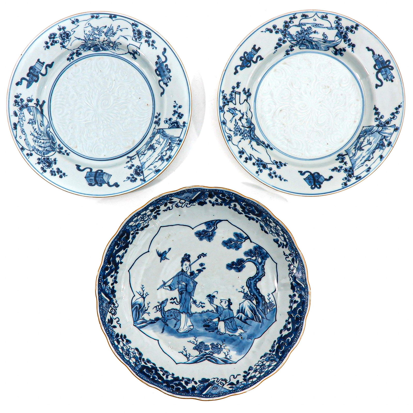 A Collection of 3 Blue and White Plates (1 of 10)