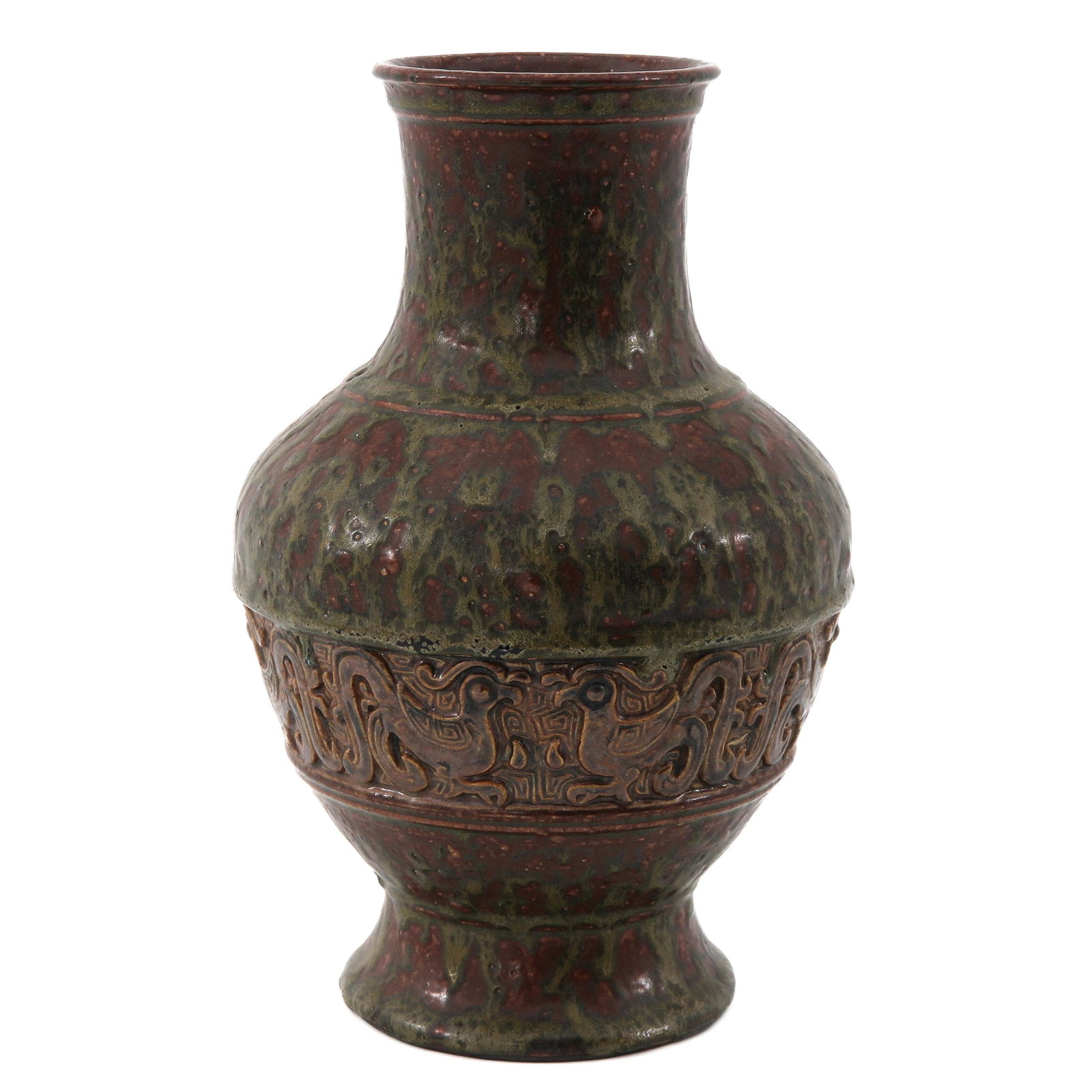A Chinese Vase: Depicting row of chickens surrounds body of vase, Qianlong mark, 27 cm. tall.