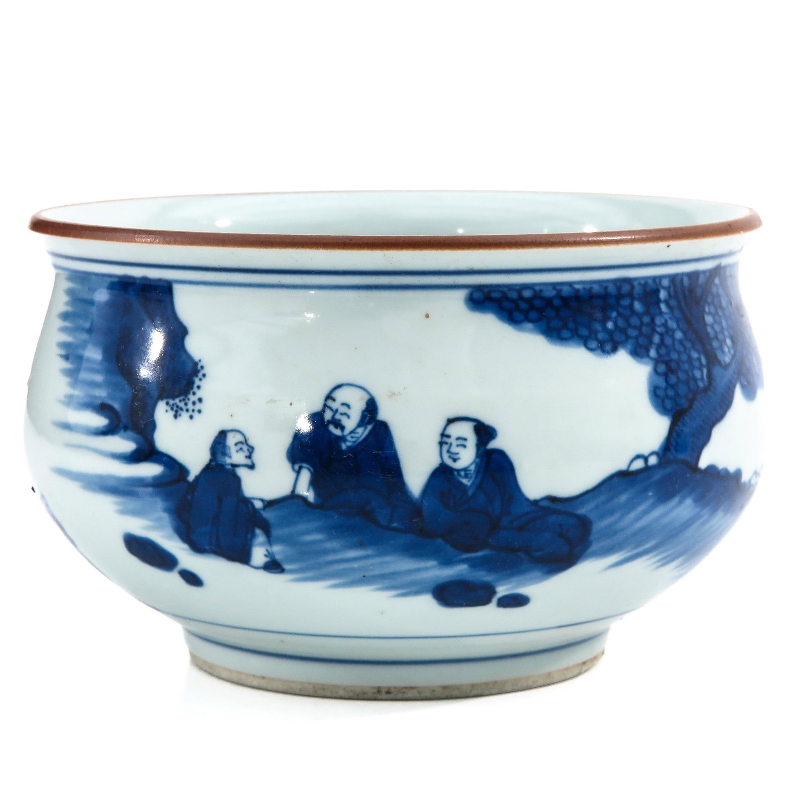 A Blue and White Censer: Depicting gathering of Chinese figures in garden, 15 cm. in diameter.