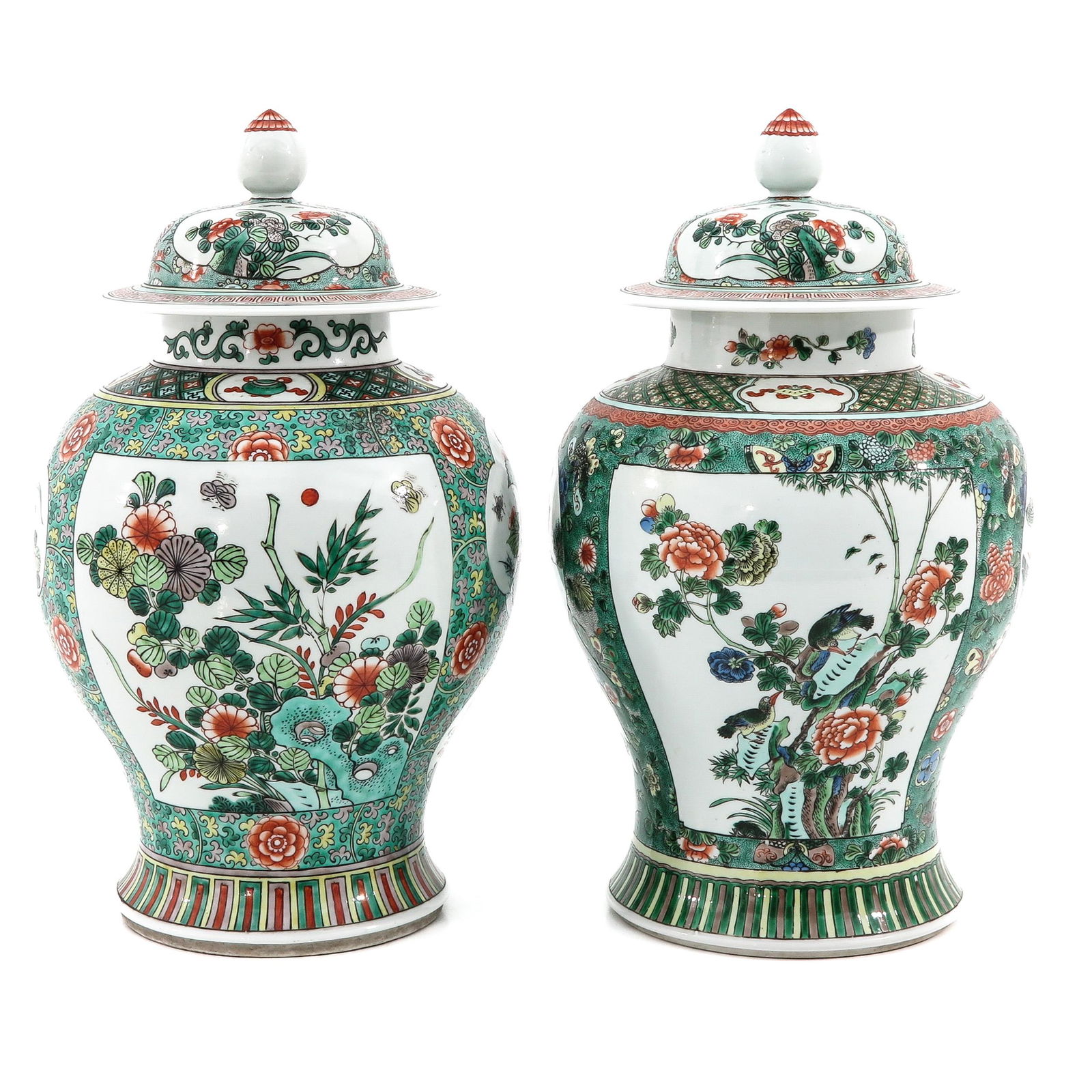 A Lot of 2 Famille Verte Jars with Covers (1 of 9)