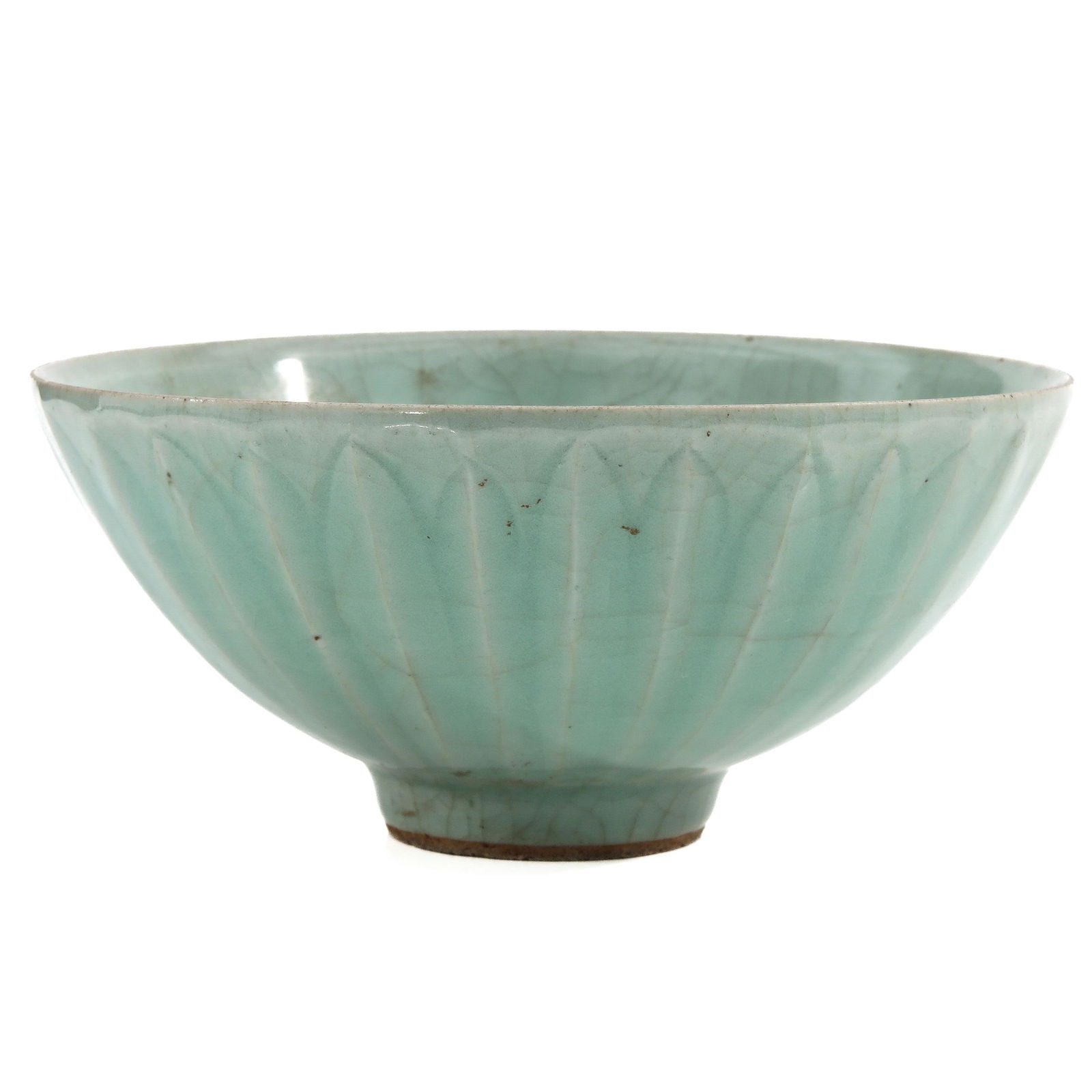 A Celadon Bowl: On raised circular base, crackleware ground, 16 cm. in diameter.