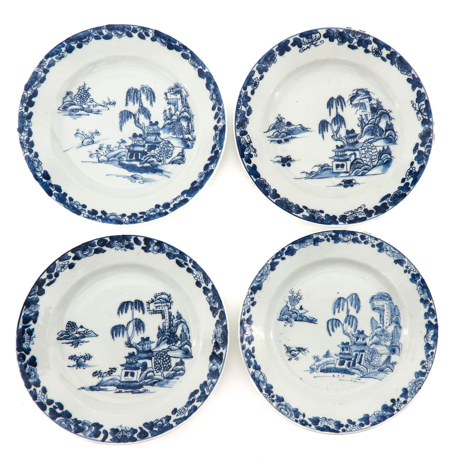 A Series of 4 Blue and White Plates (1 of 9)
