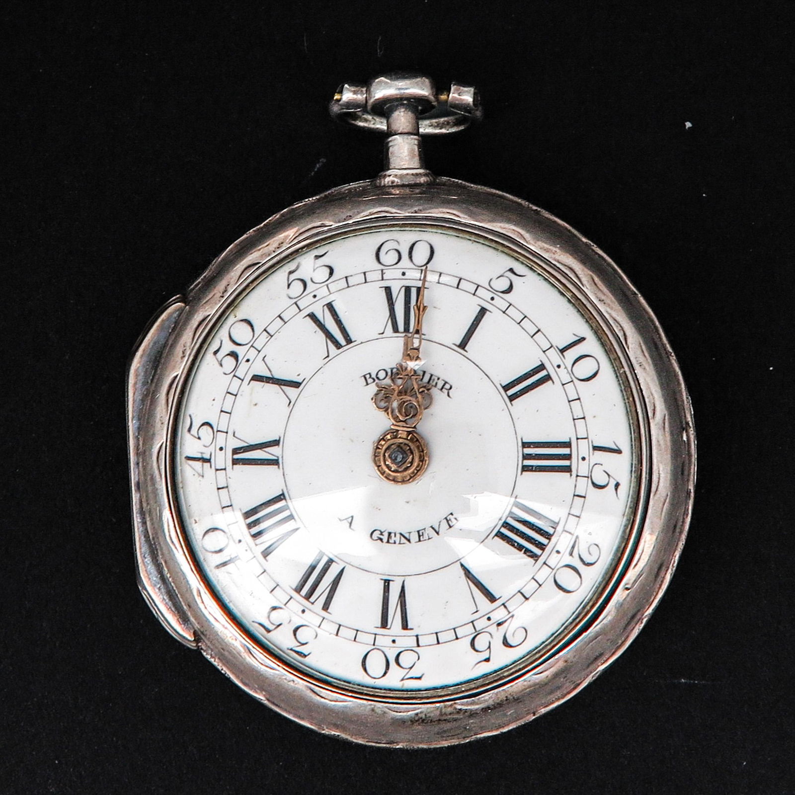 A Silver Pocket Watch Signed Bordier Geneve (1 of 10)