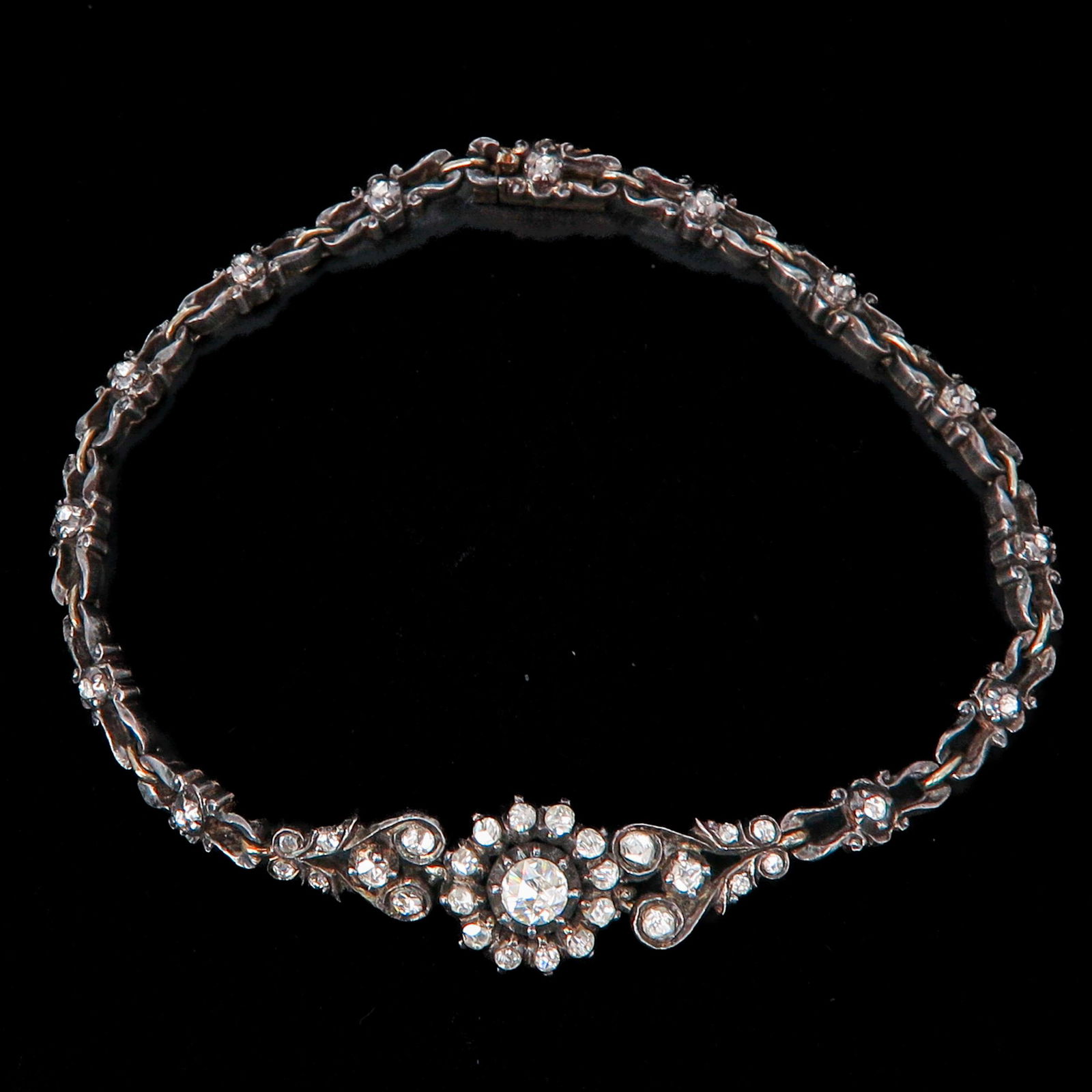 A Silver on Gold Bracelet with Rose Cut Diamonds (1 of 2)