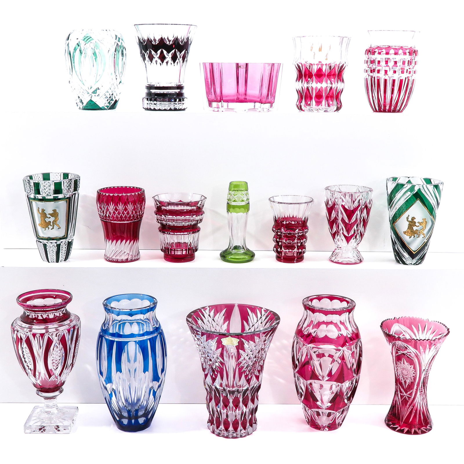 A Lot of Colored Crystal Vases (1 of 8)