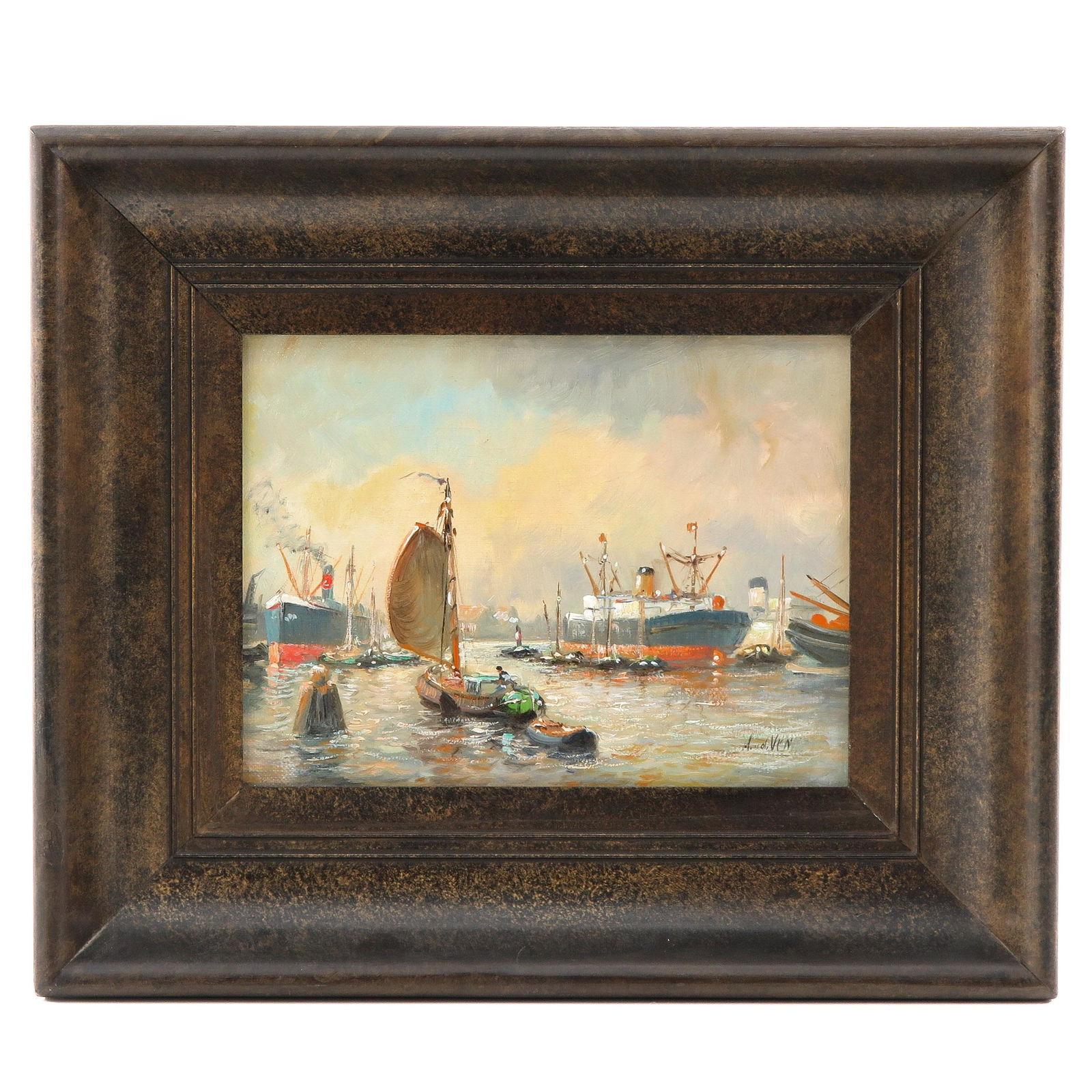 An Oil on Canvas Signed A van de Ven (1 of 5)