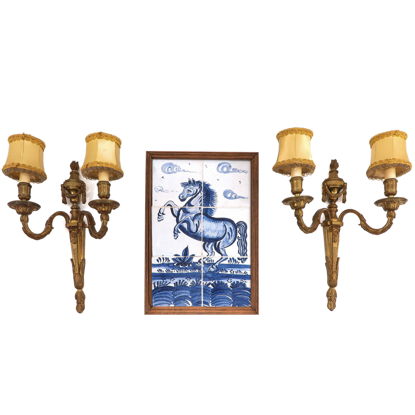 A Pair of Wall Sconces and Tile Tableau (1 of 8)