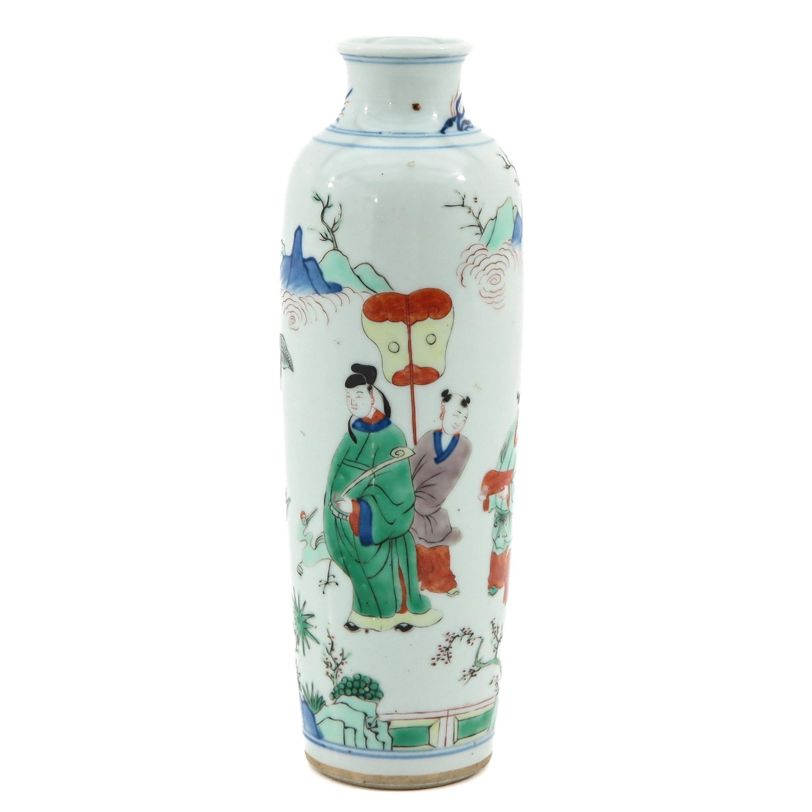 A Famille Verte Vase: Decorated with Chinese figures in garden, 29 cm. tall.
