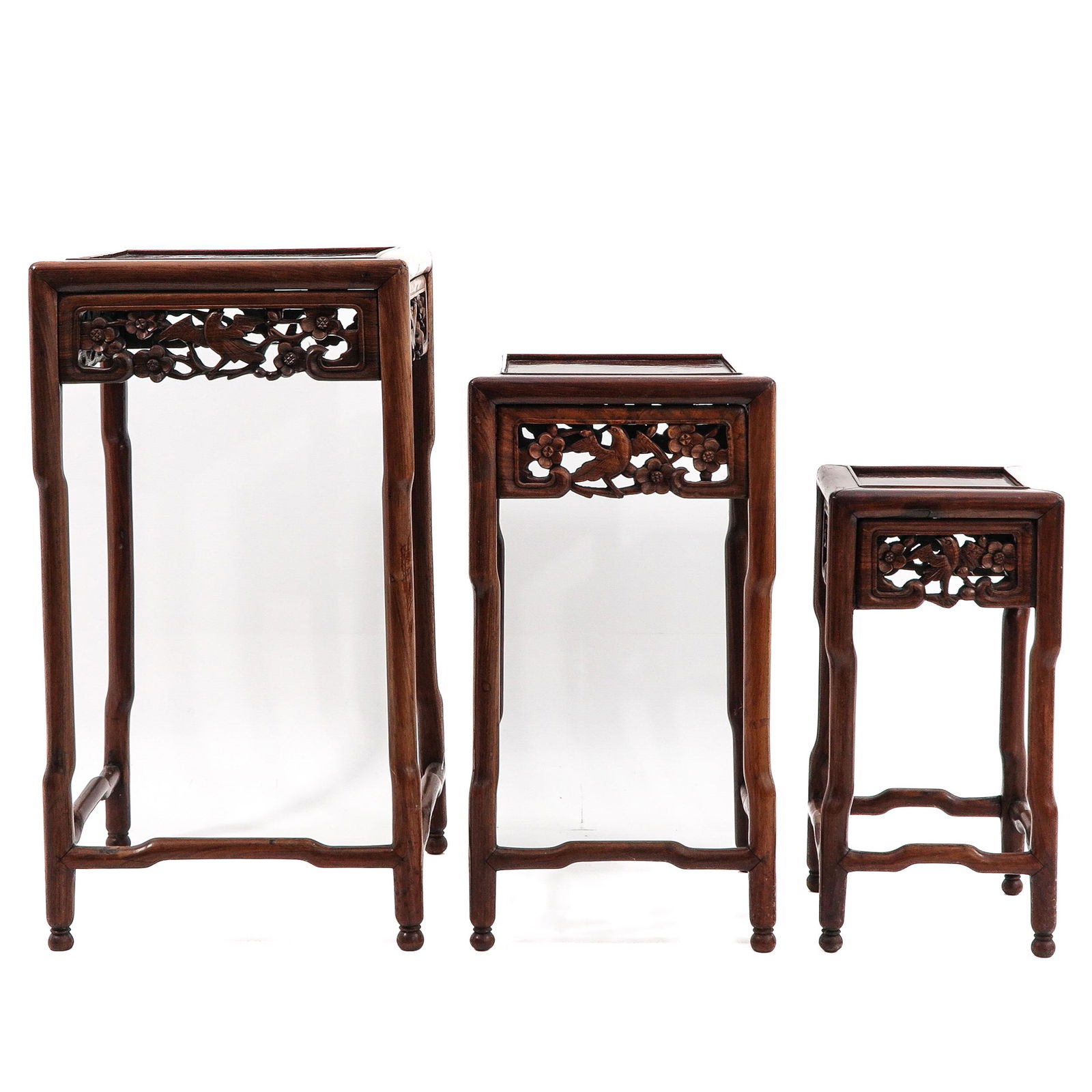A Set of 3 Carved Side Tables (1 of 7)