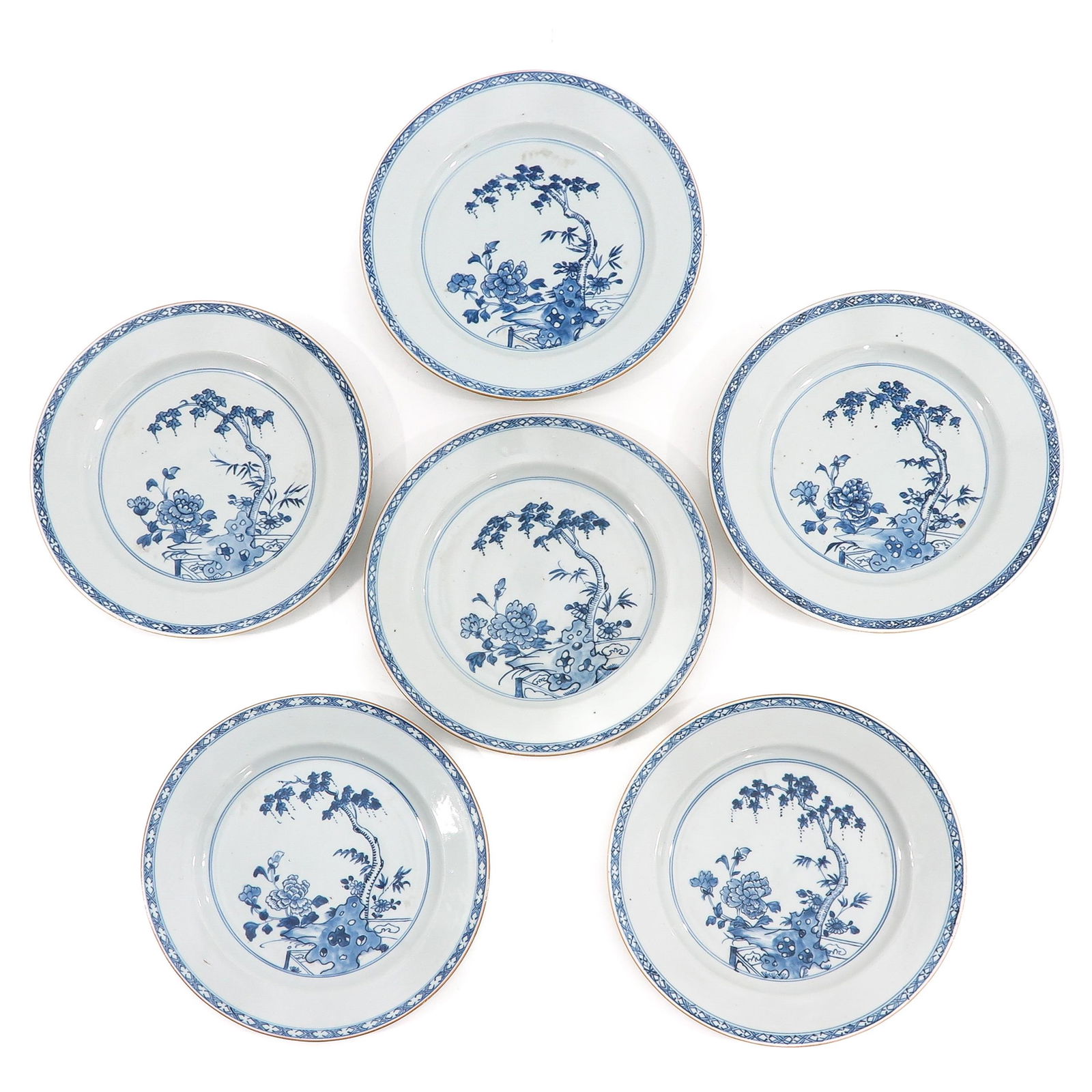 A Series of 6 Blue and White Plates (1 of 10)