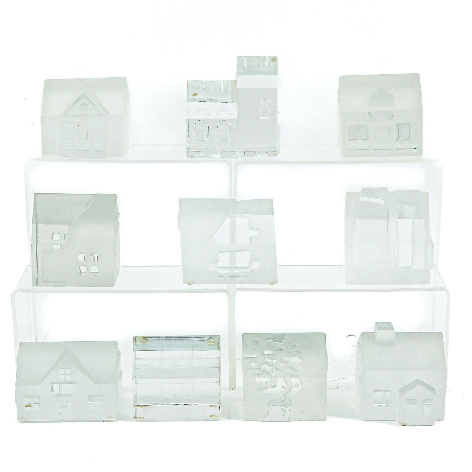 A Collection of Glass Houses: Consisting of 10 glass houses, including Jorma Vennola, The IIttala Village, 1995, 24/3000, 9 x 6 x 6 cm.